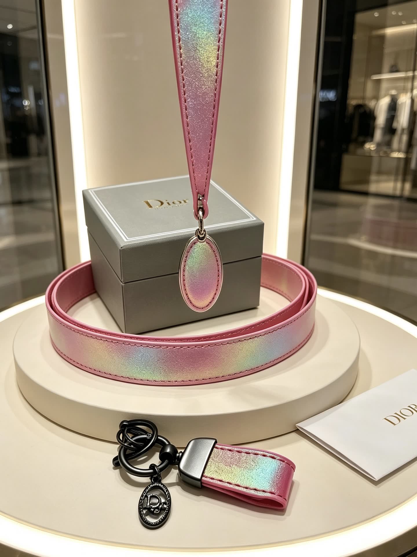 Dior Keychain with Gradient Leather Strap