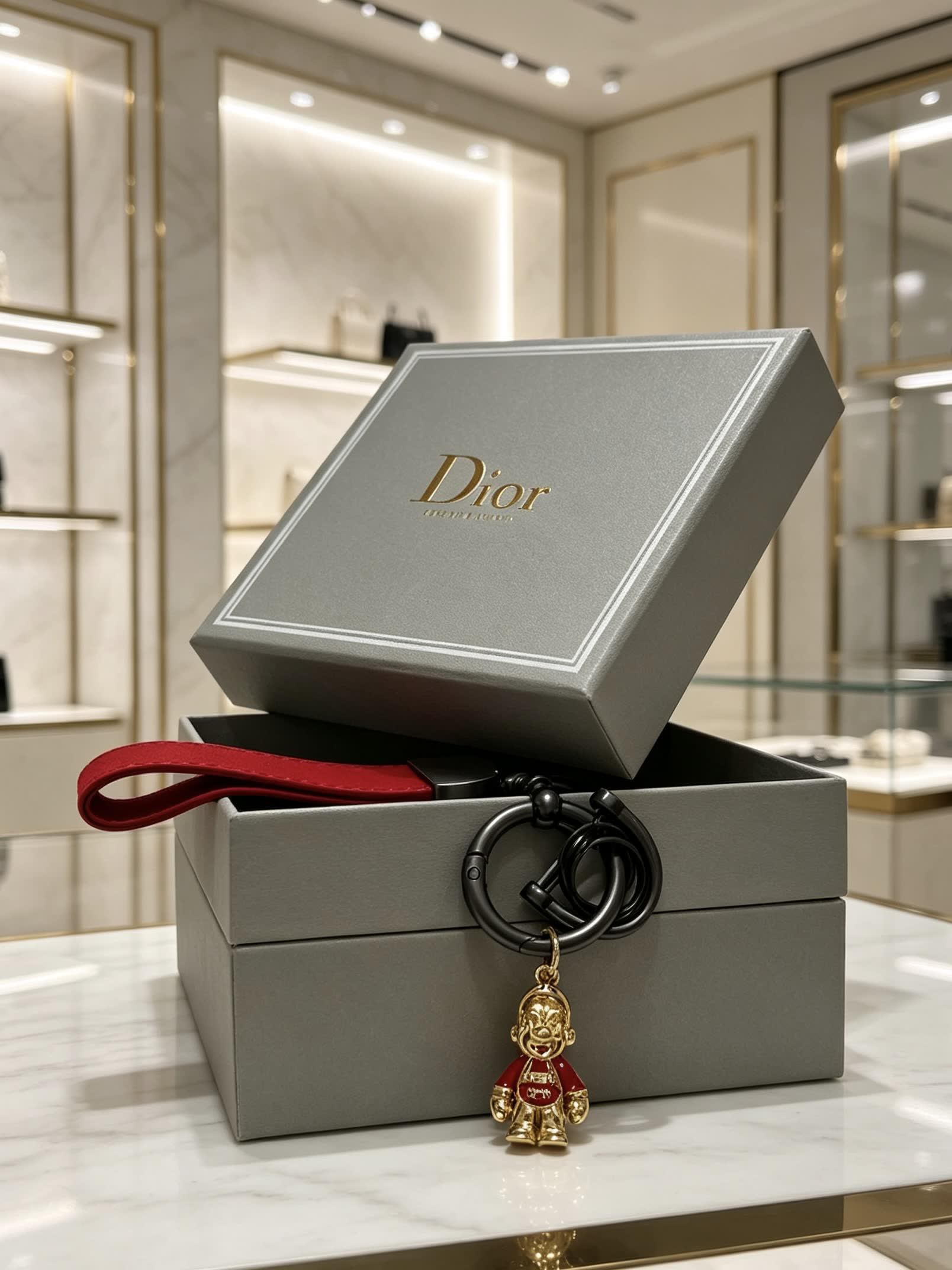 Dior Keychain with Bear Charm
