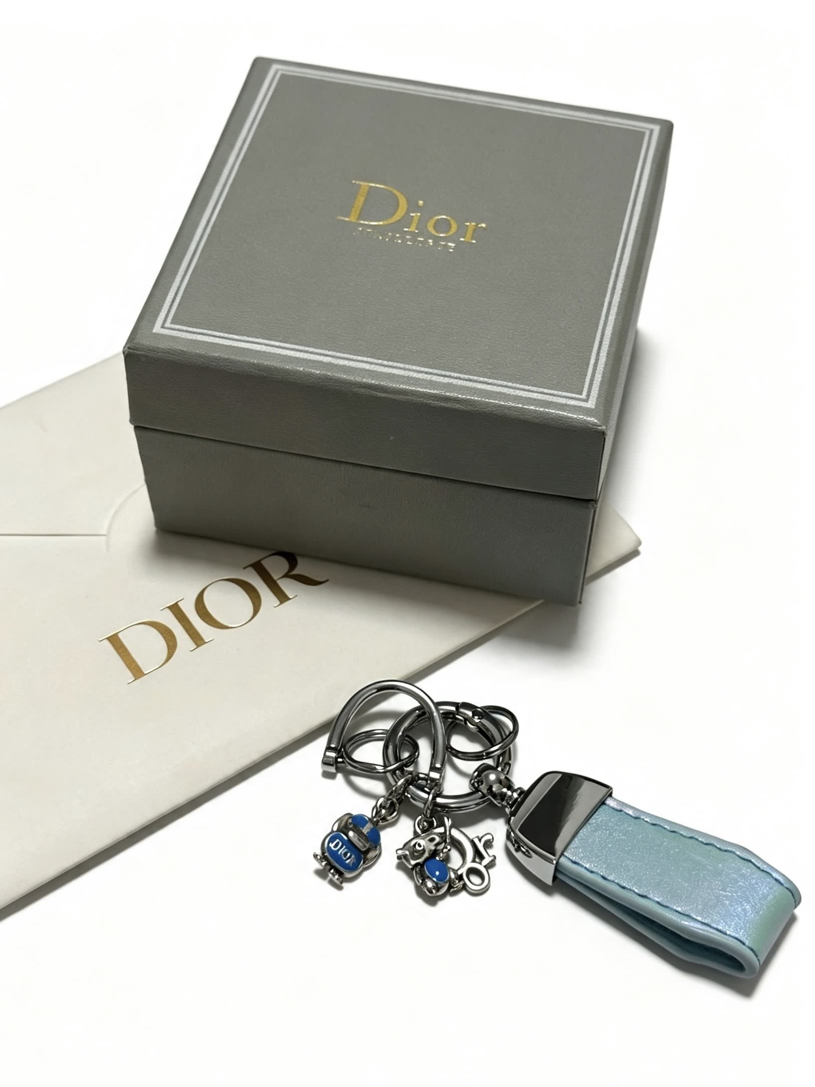 Dior Keychain with Blue Charms