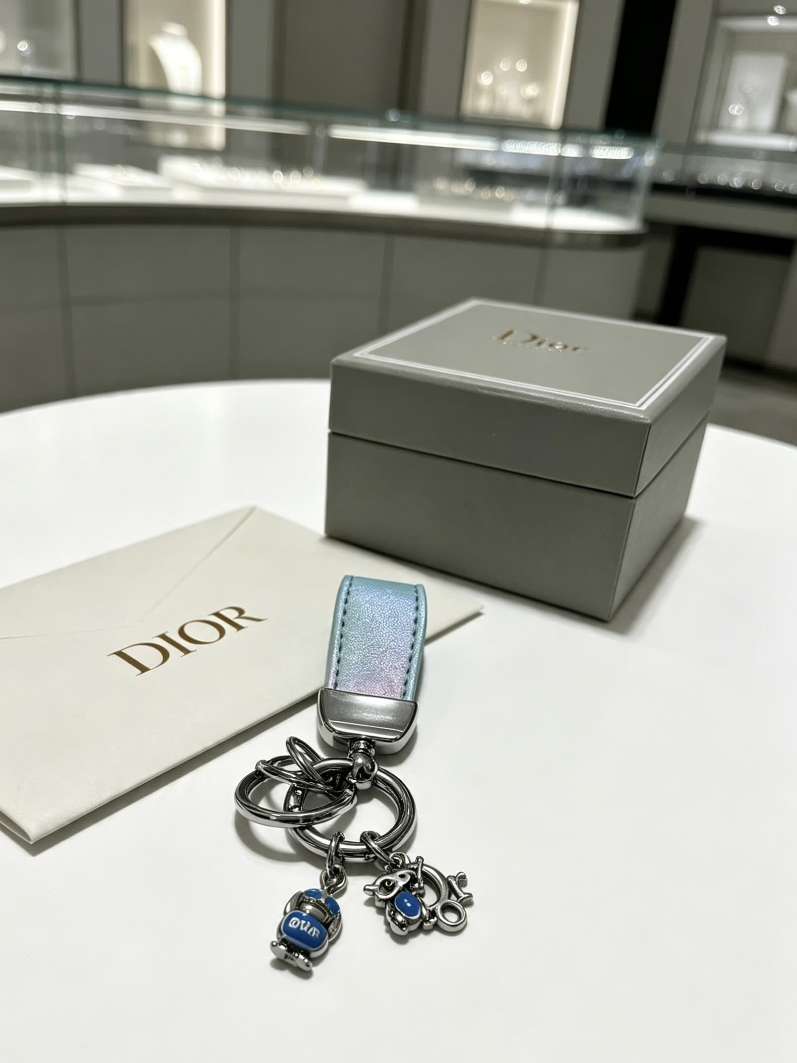 Dior Keychain with Blue Charms