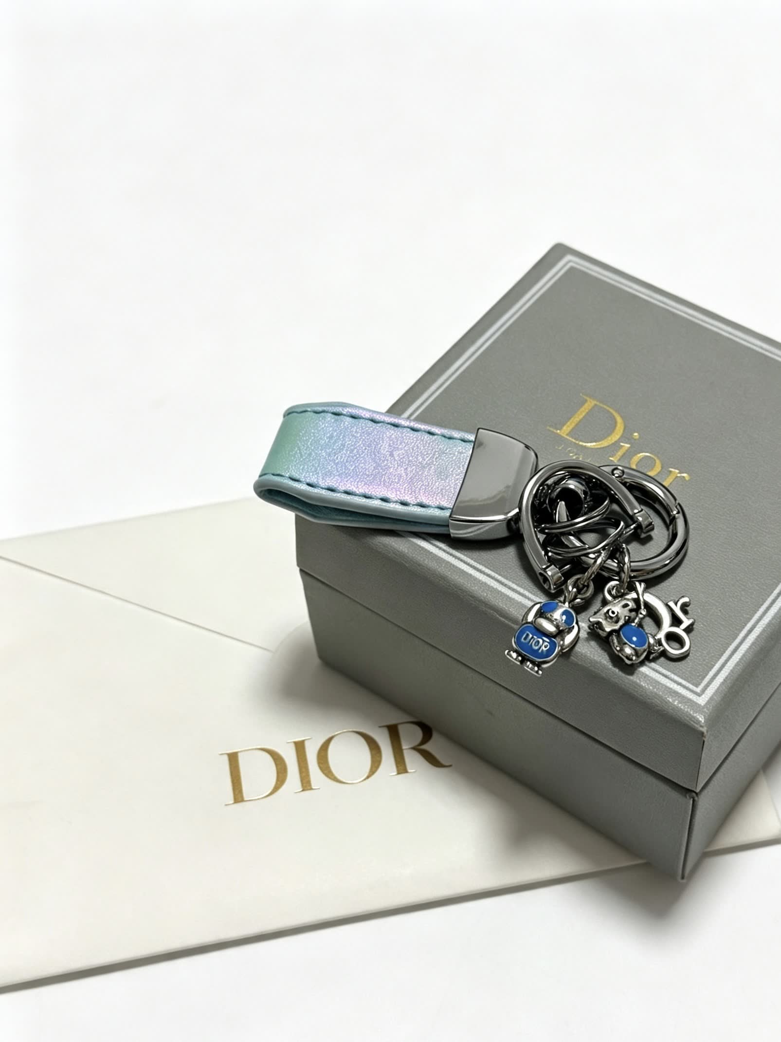 Dior Keychain with Blue Charms