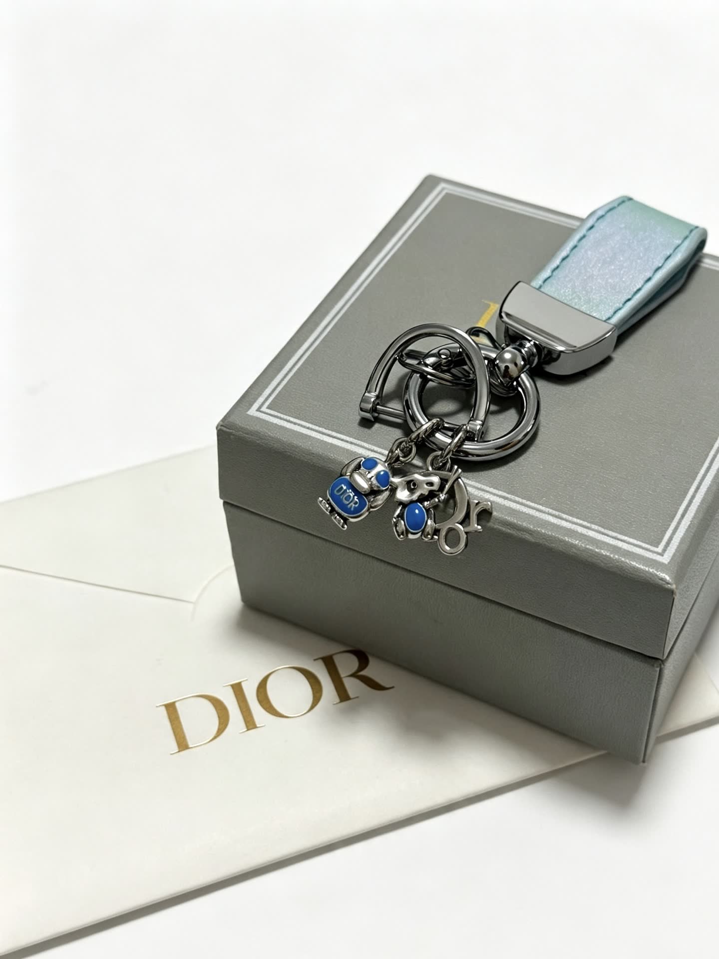 Dior Keychain with Blue Charms
