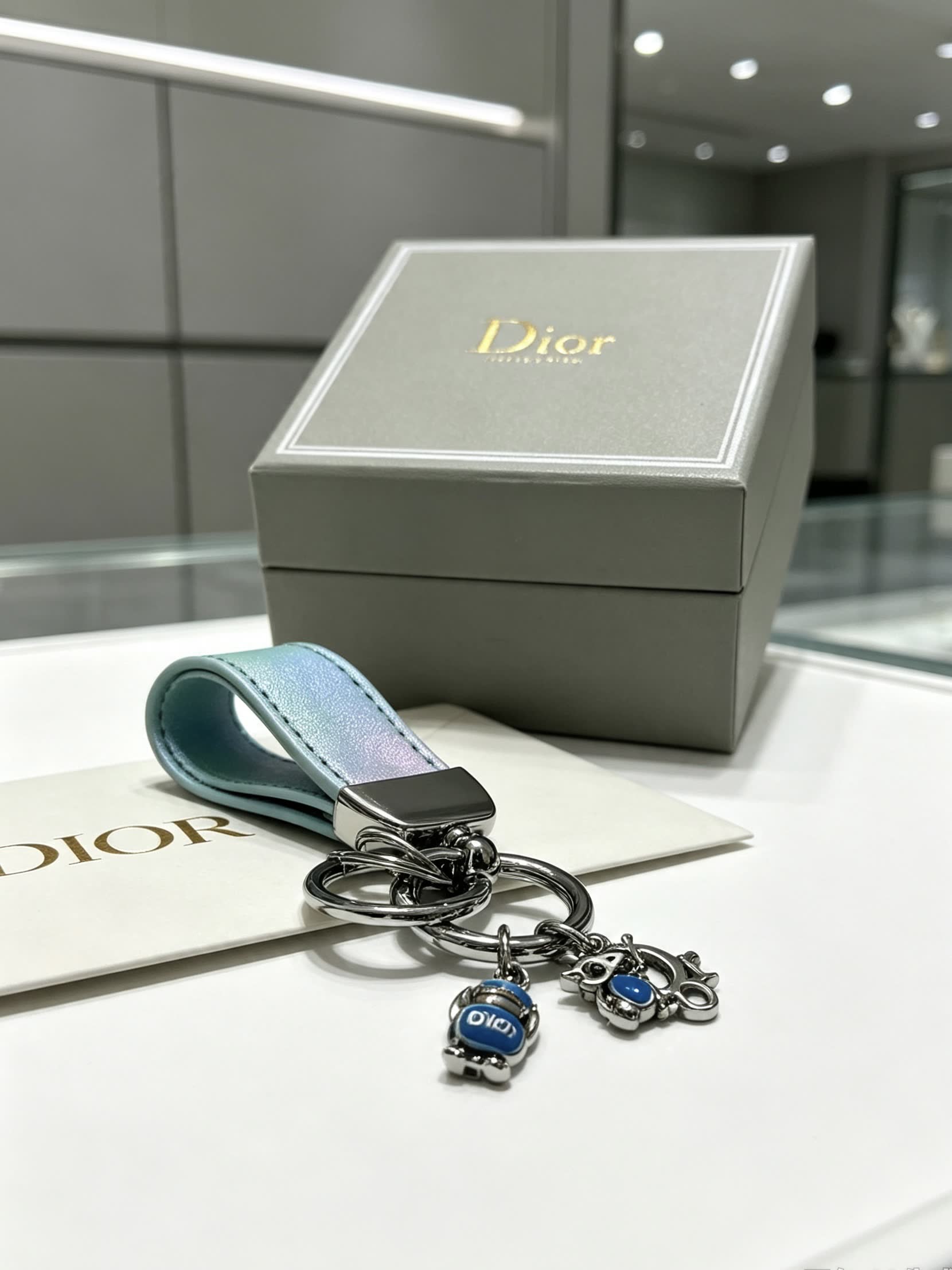 Dior Keychain with Blue Charms
