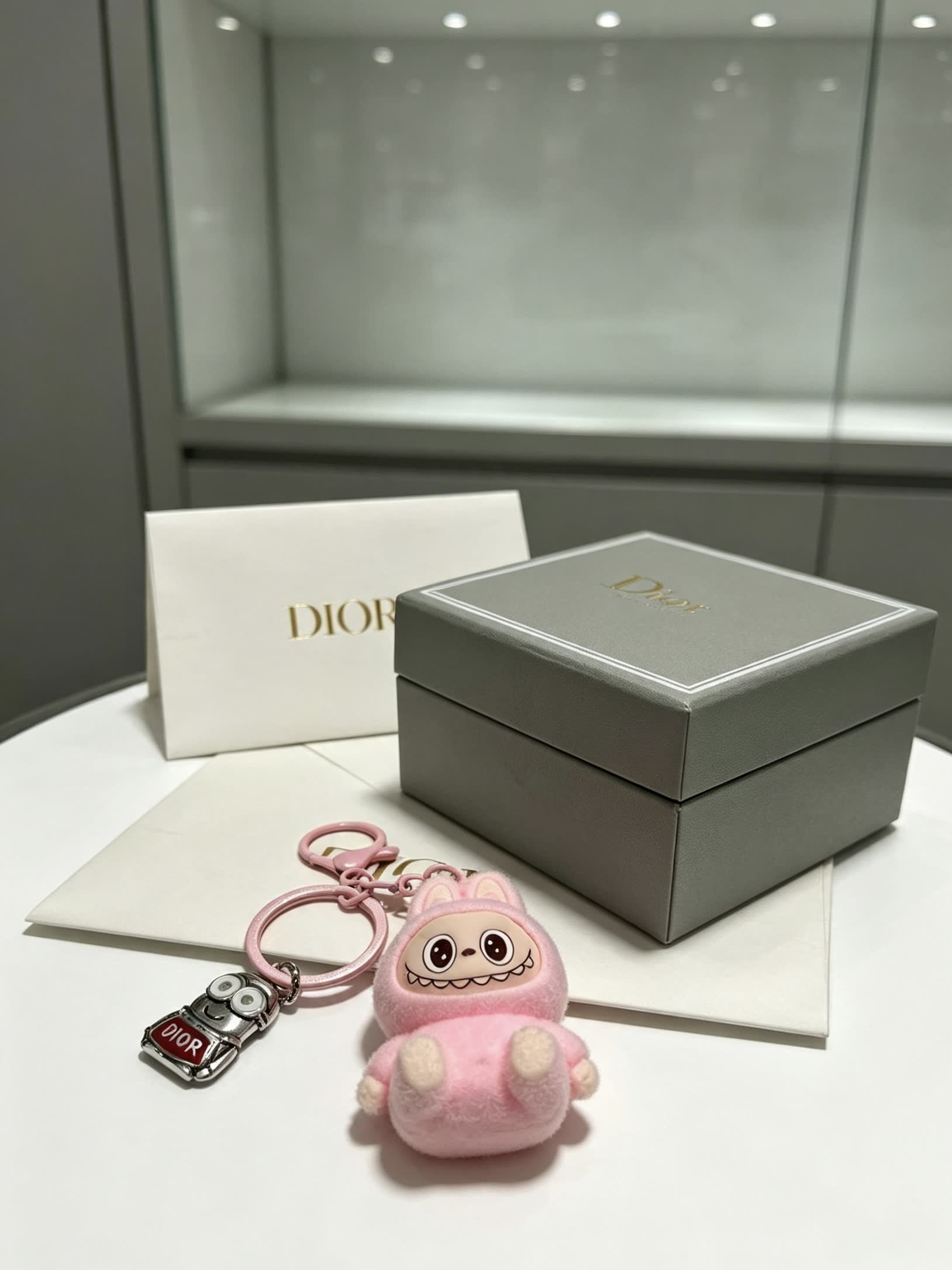 Dior Keychain with Pink Cartoon Character