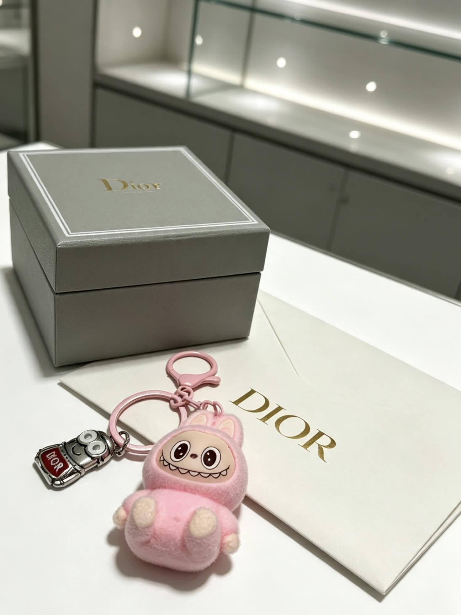 Dior Keychain with Pink Cartoon Character