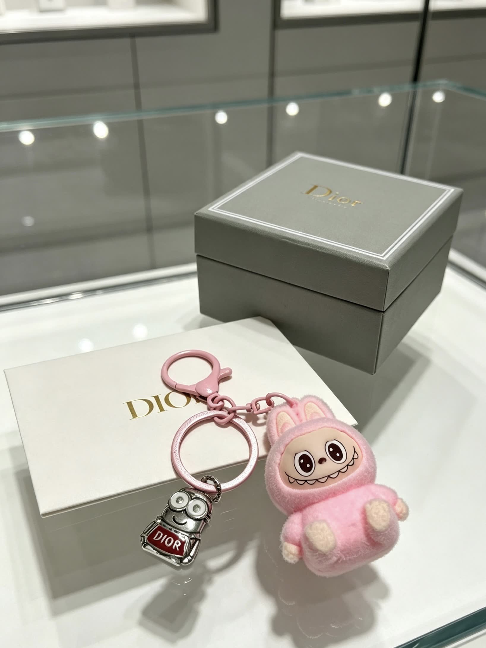 Dior Keychain with Pink Cartoon Character