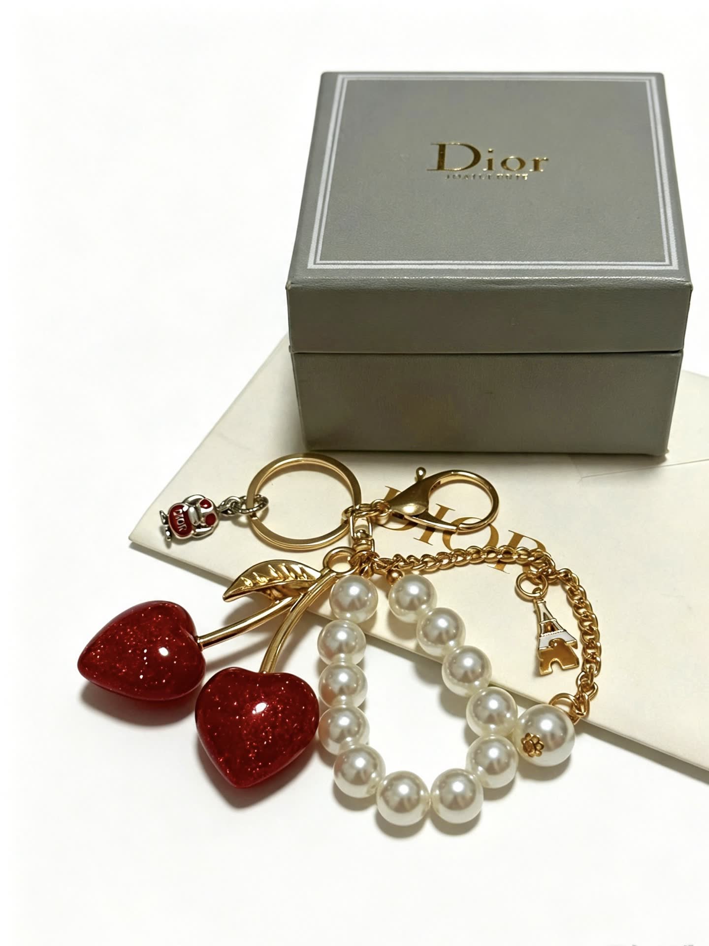 Dior Cherry & Pearl Keychain