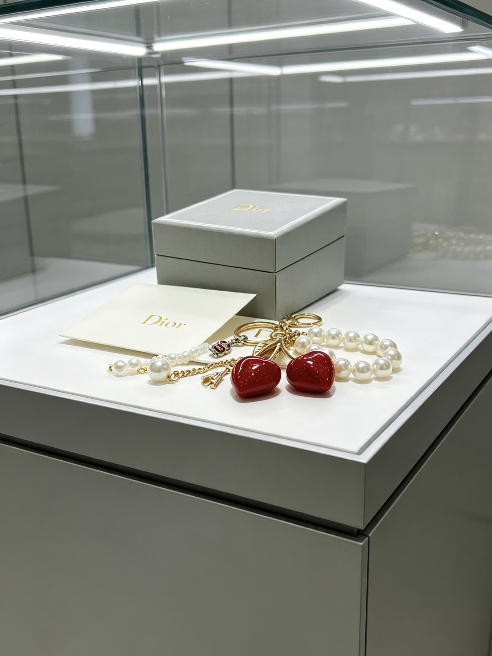 Dior Cherry & Pearl Keychain