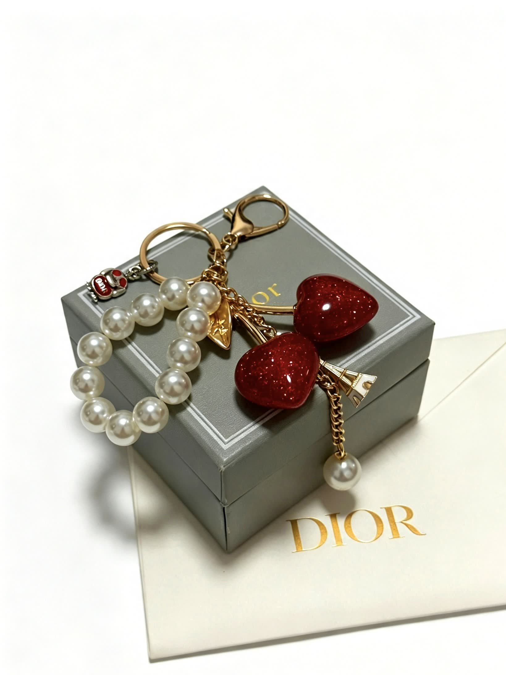 Dior Cherry & Pearl Keychain