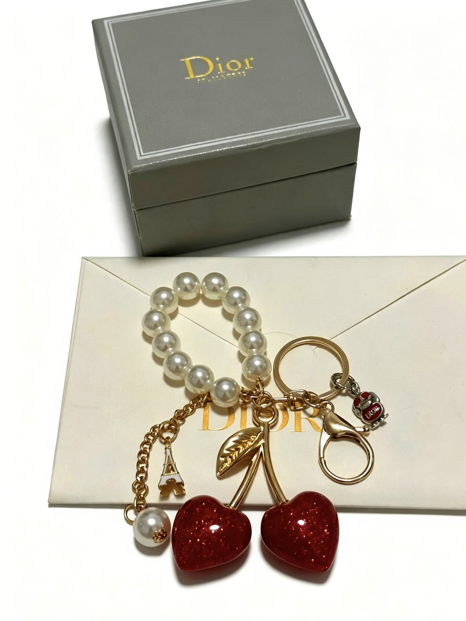 Dior Cherry & Pearl Keychain