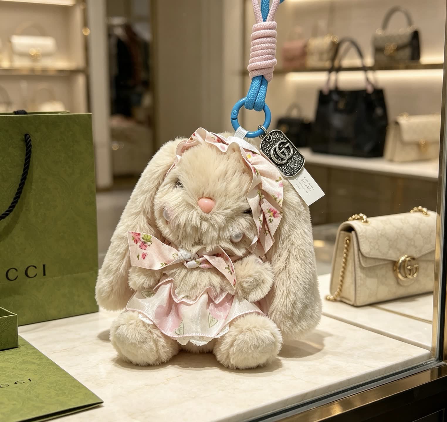 Gucci Beige Bunny Keychain