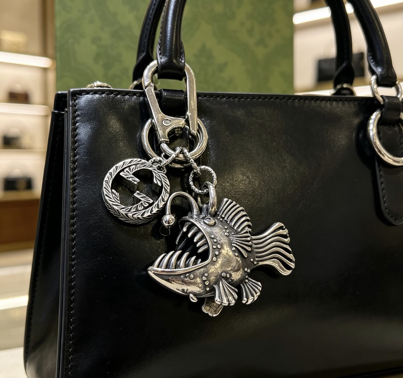 Gucci Silver Fish Keychain