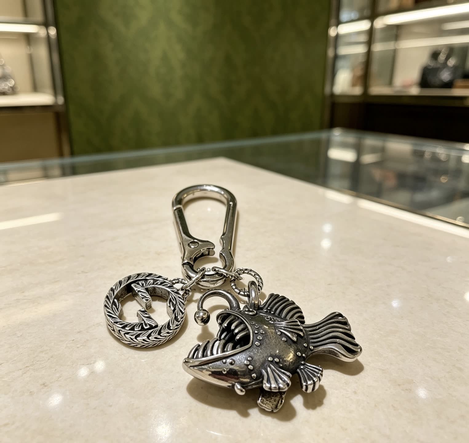 Gucci Silver Fish Keychain