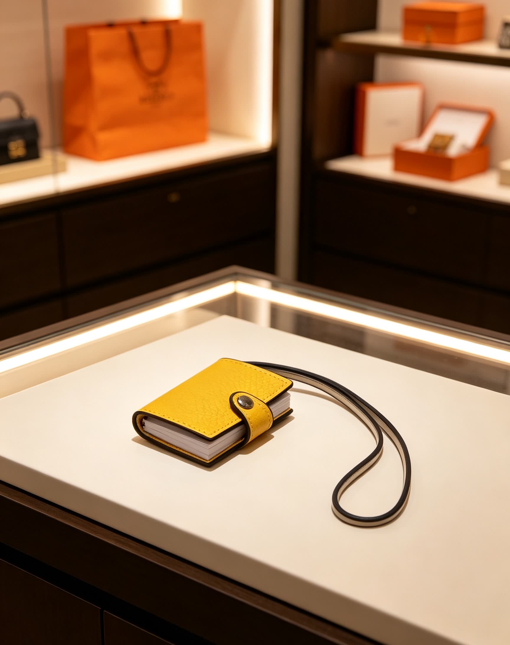 Hermes Yellow Leather Keychain with Strap Hermes Yellow Leather Keychain with Strap