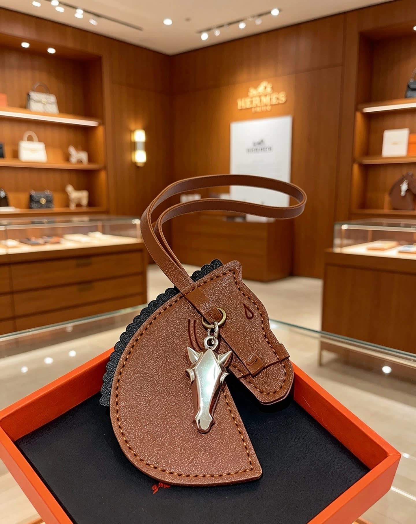 Hermes Silver Horse Head Keychain