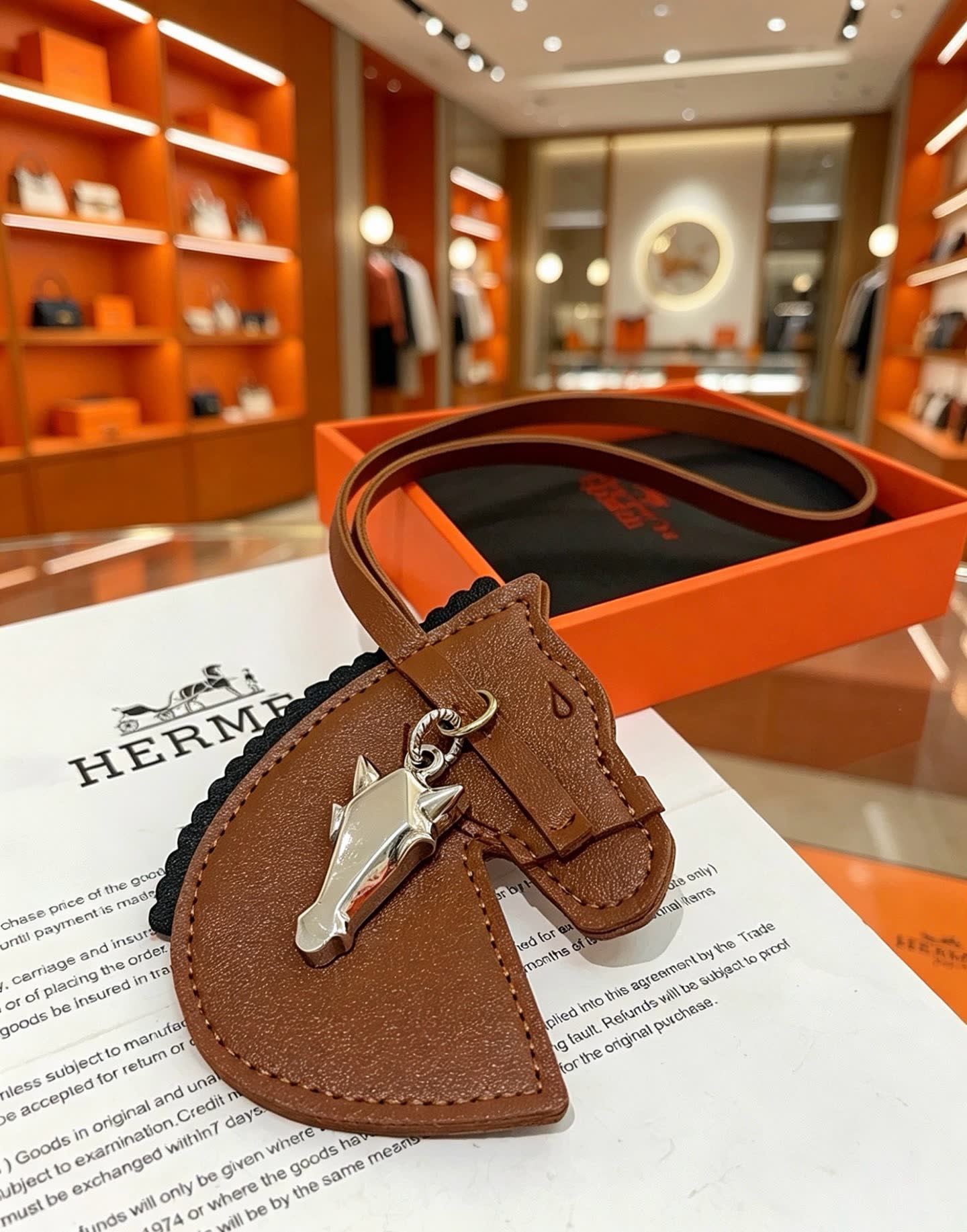 Hermes Silver Horse Head Keychain