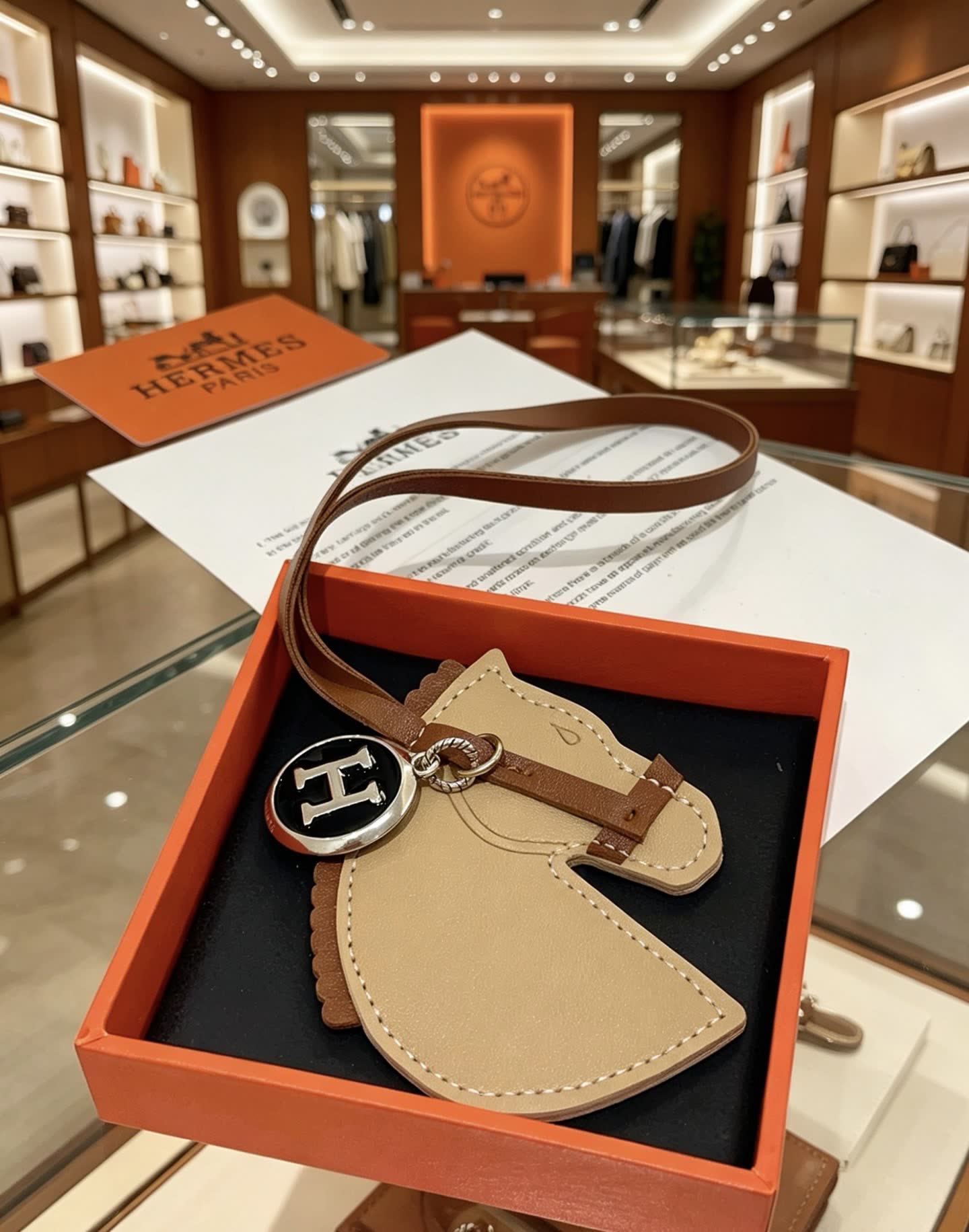 Hermes Leather Handbag with Horse Head Keychain