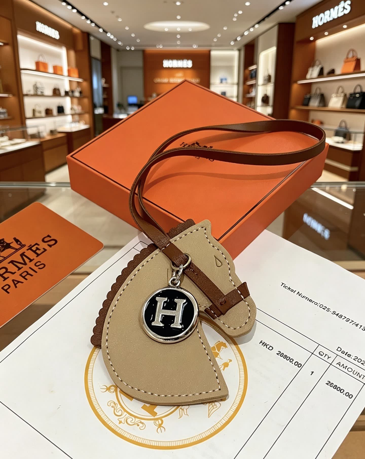 Hermes Leather Handbag with Horse Head Keychain