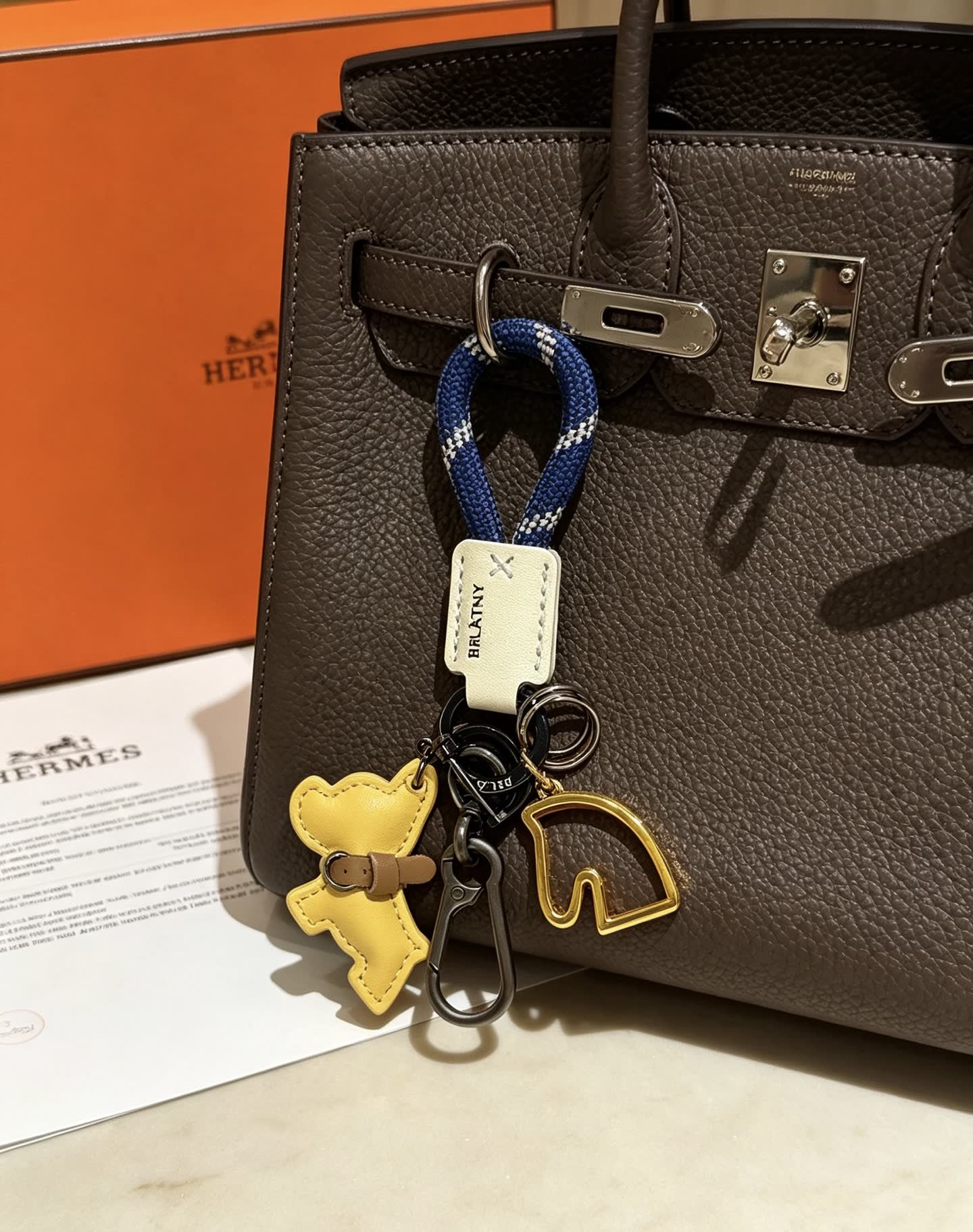 Hermes BRLATNY Keychain with Dog Charm