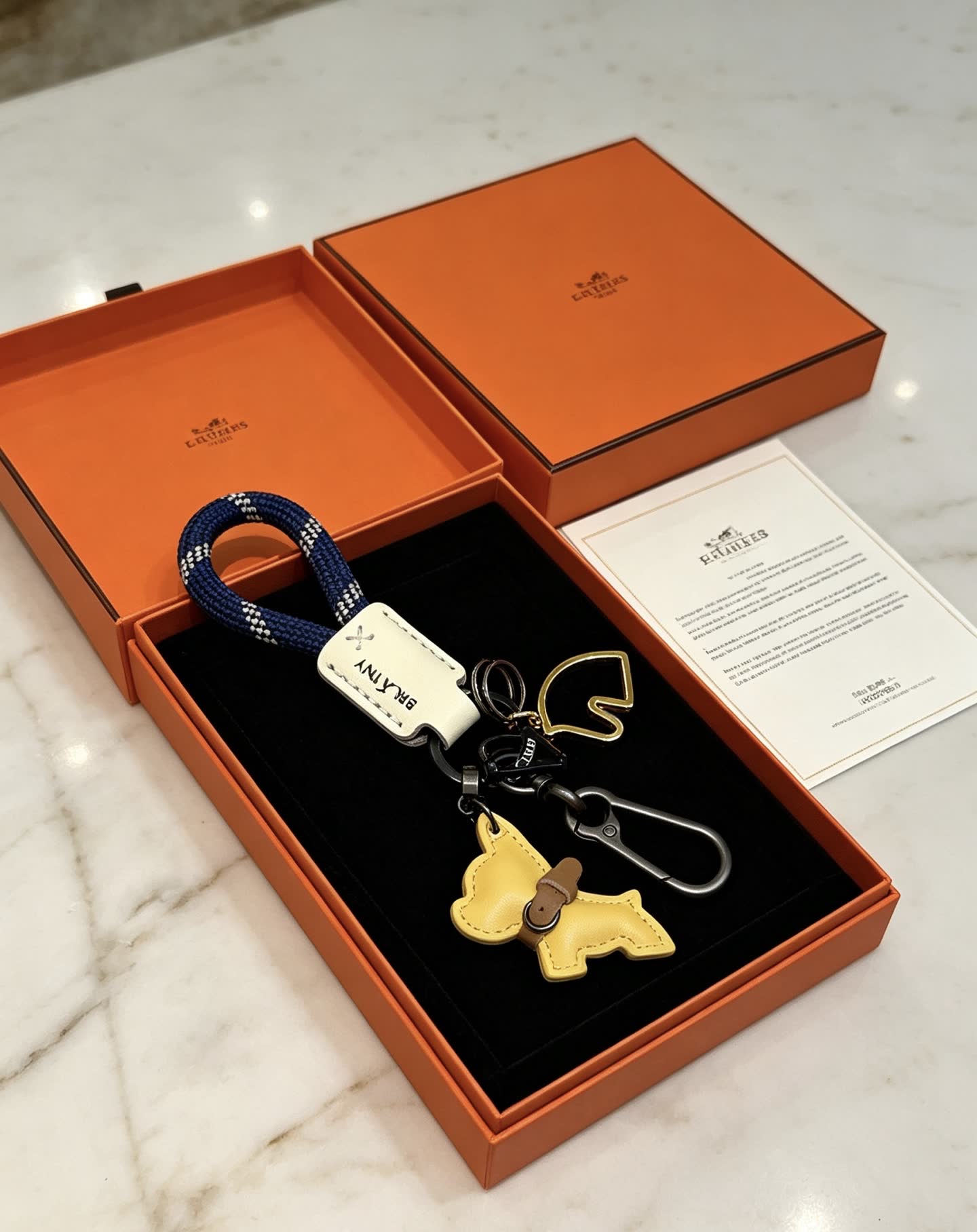 Hermes BRLATNY Keychain with Dog Charm