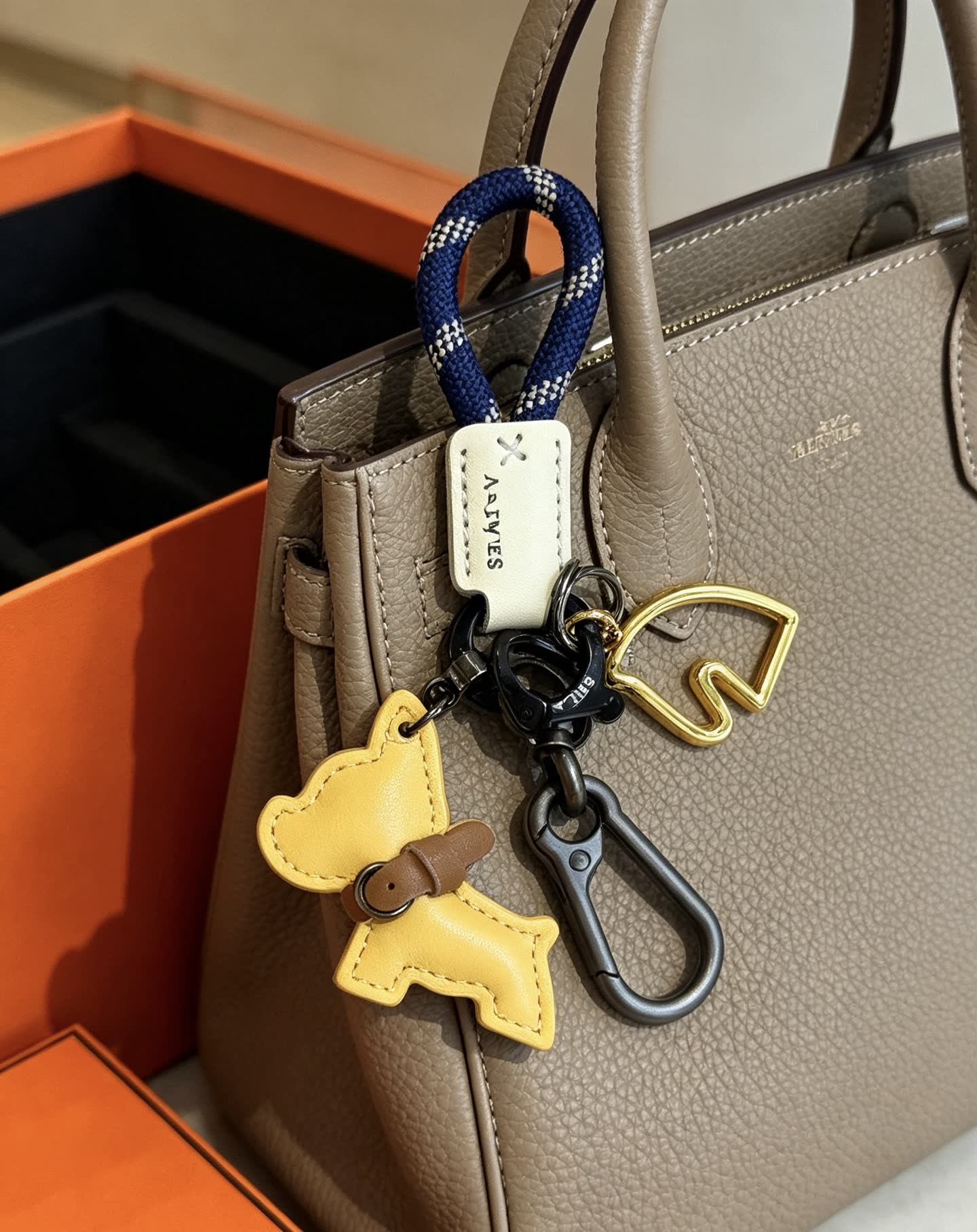 Hermes BRLATNY Keychain with Dog Charm