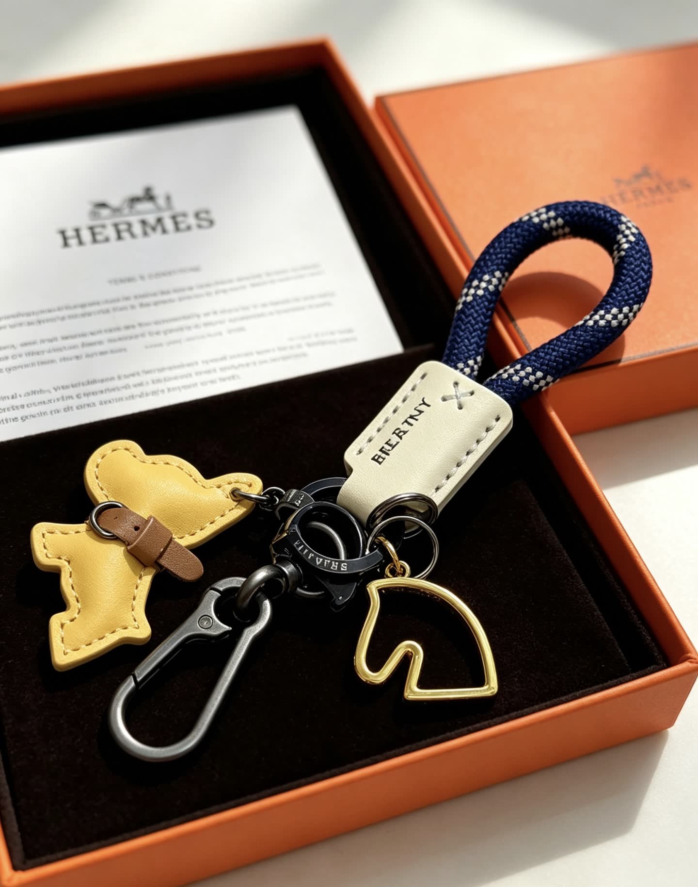 Hermes BRLATNY Keychain with Dog Charm