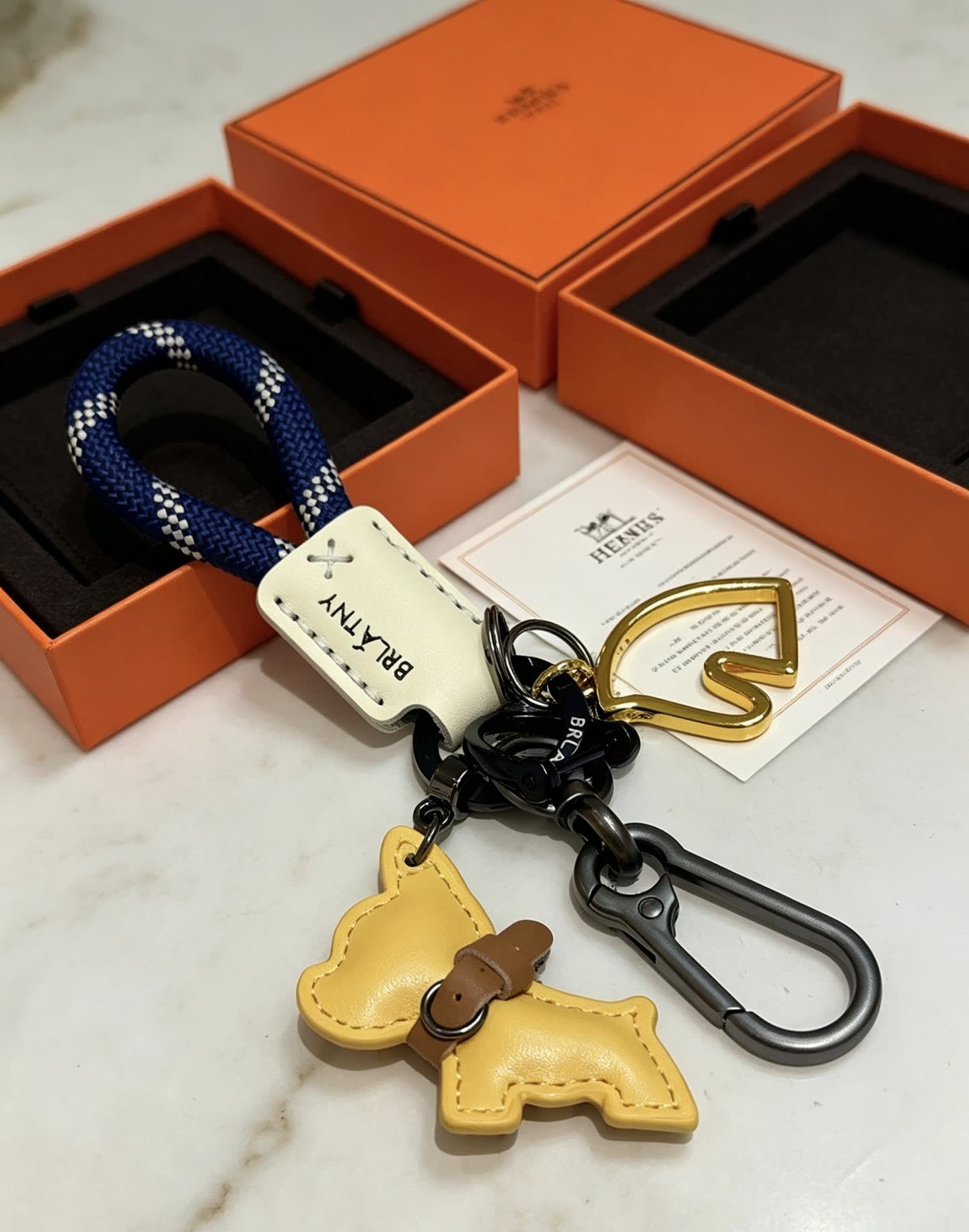 Hermes BRLATNY Keychain with Dog Charm