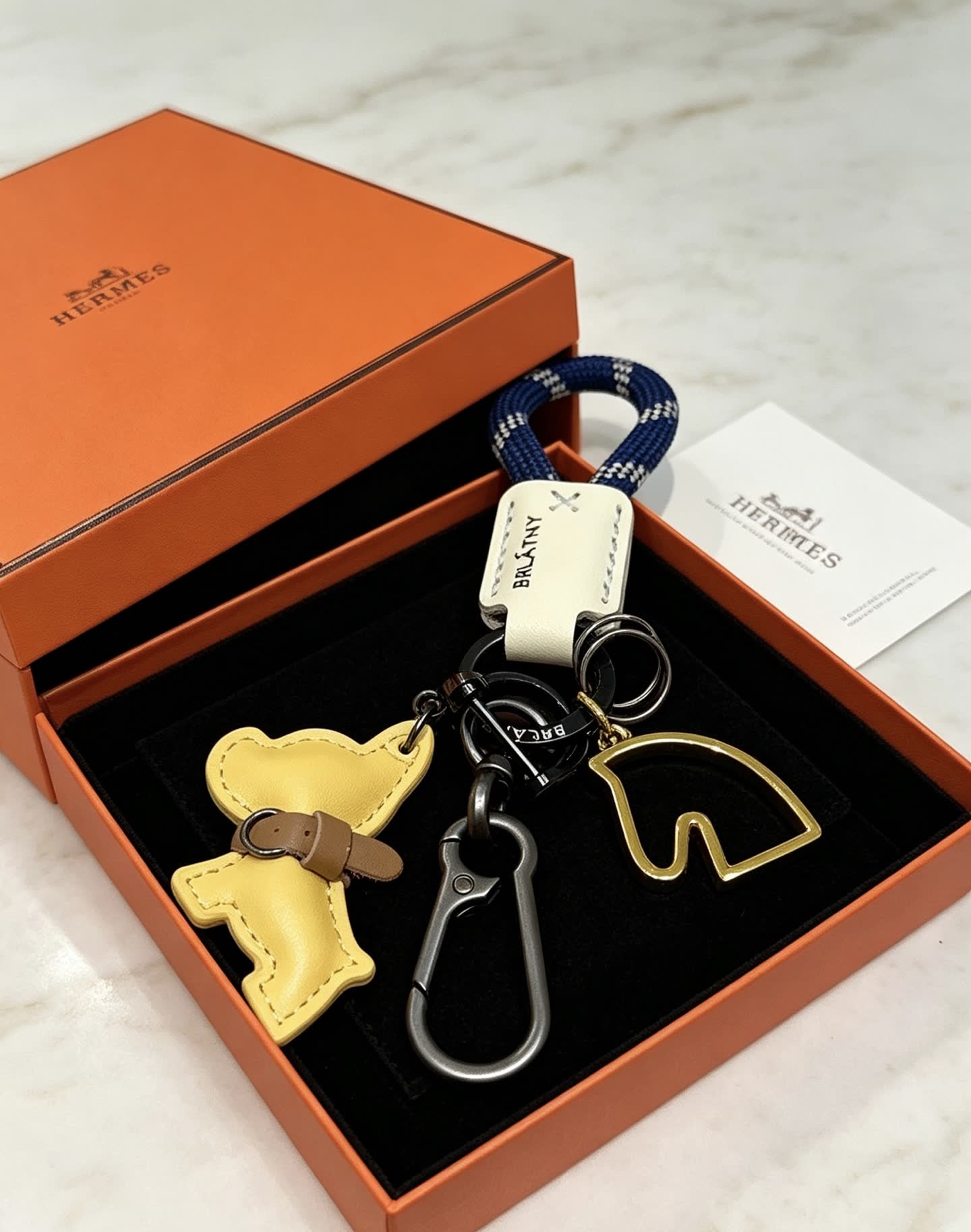 Hermes BRLATNY Keychain with Dog Charm