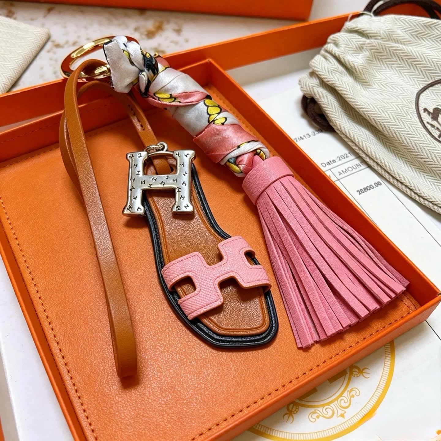 Hermes Hermès Equestrian Shield Keychain with Tassel