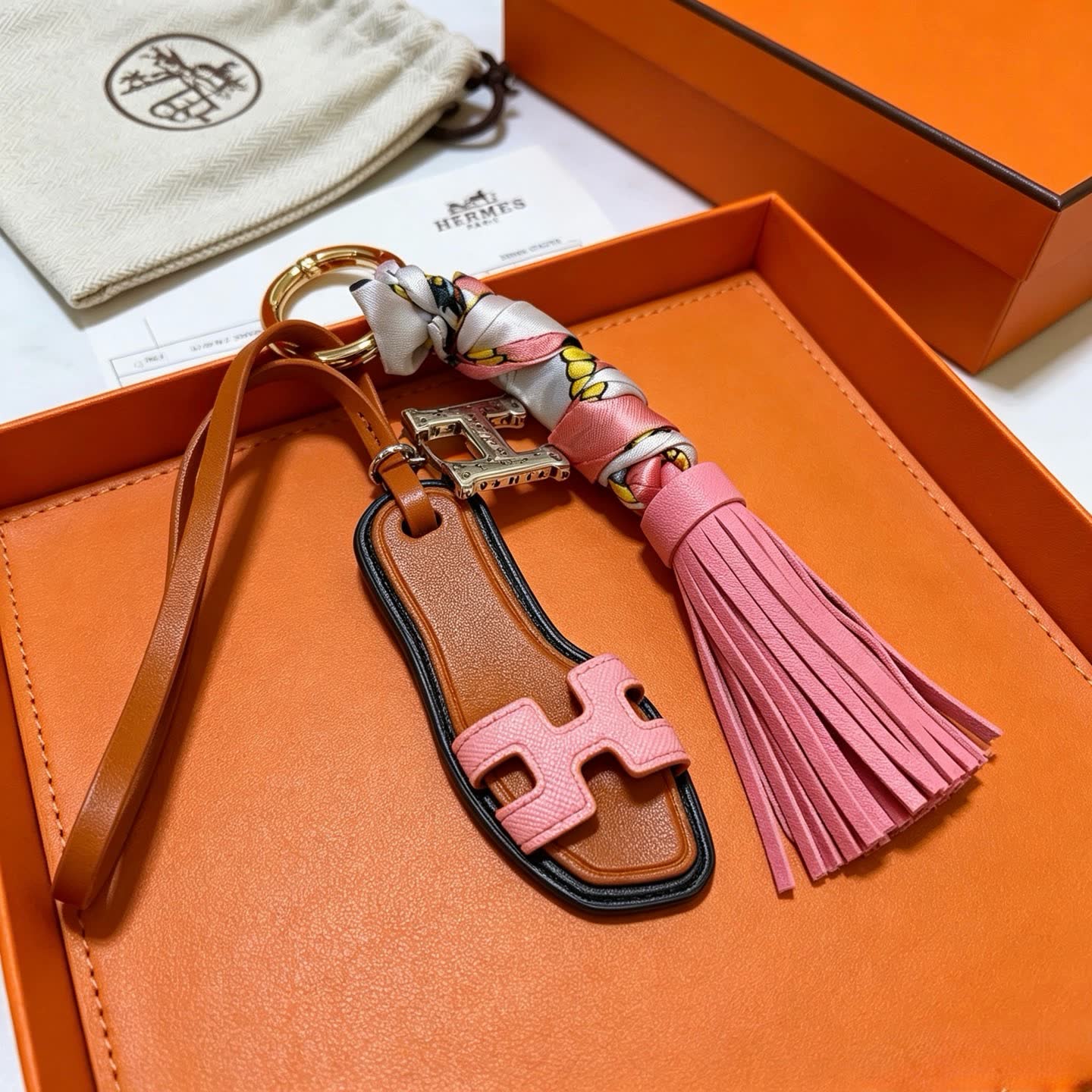 Hermes Hermès Equestrian Shield Keychain with Tassel
