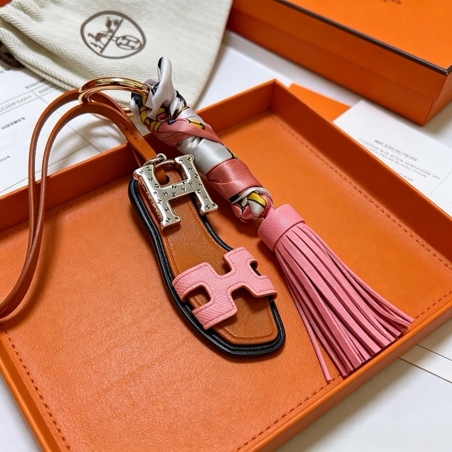 Hermes Hermès Equestrian Shield Keychain with Tassel