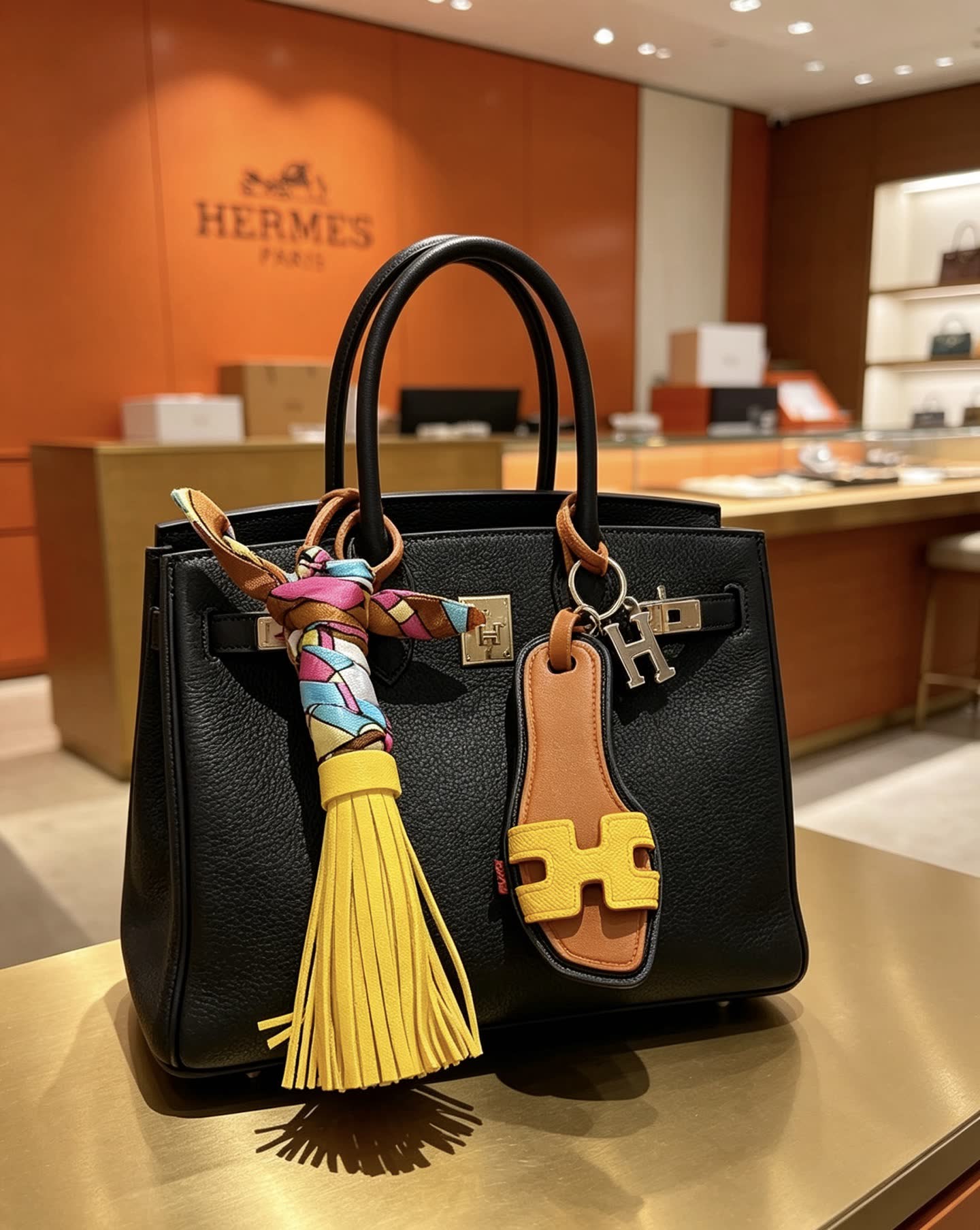 Hermes Hermès Keychain with Tassel