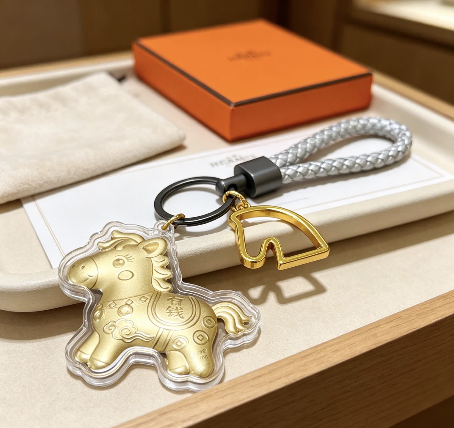 Hermes Hermès Golden Horse Keychain