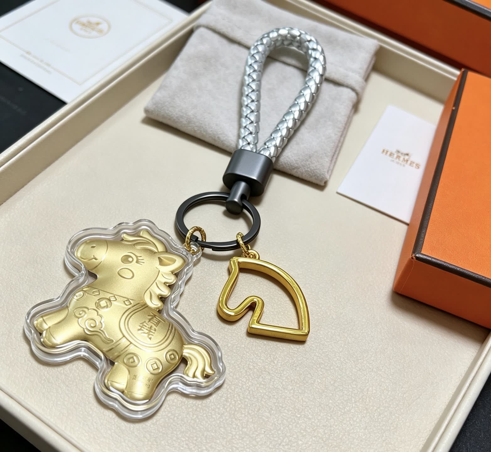 Hermes Hermès Golden Horse Keychain