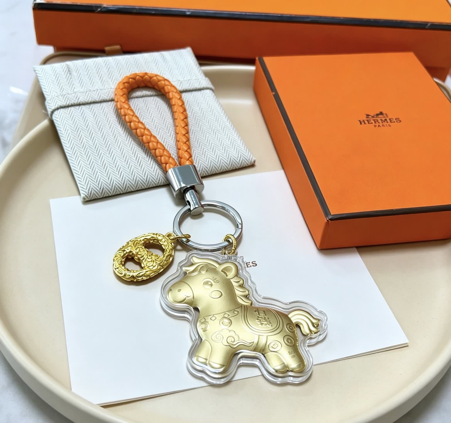 Hermes Hermès Paris Golden Horse Keychain Hermes Hermès Paris Golden Horse Keychain