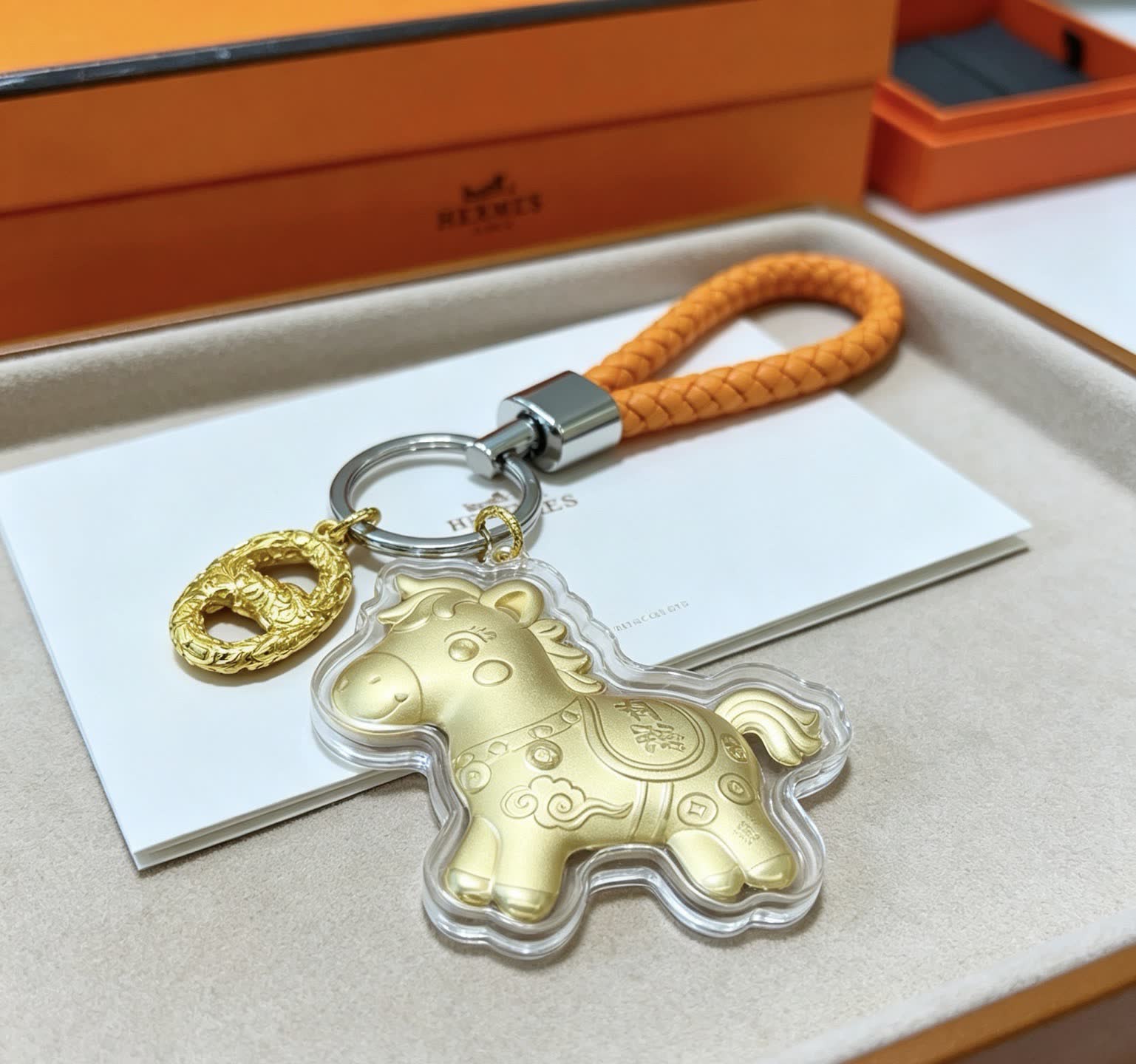 Hermes Hermès Paris Golden Horse Keychain