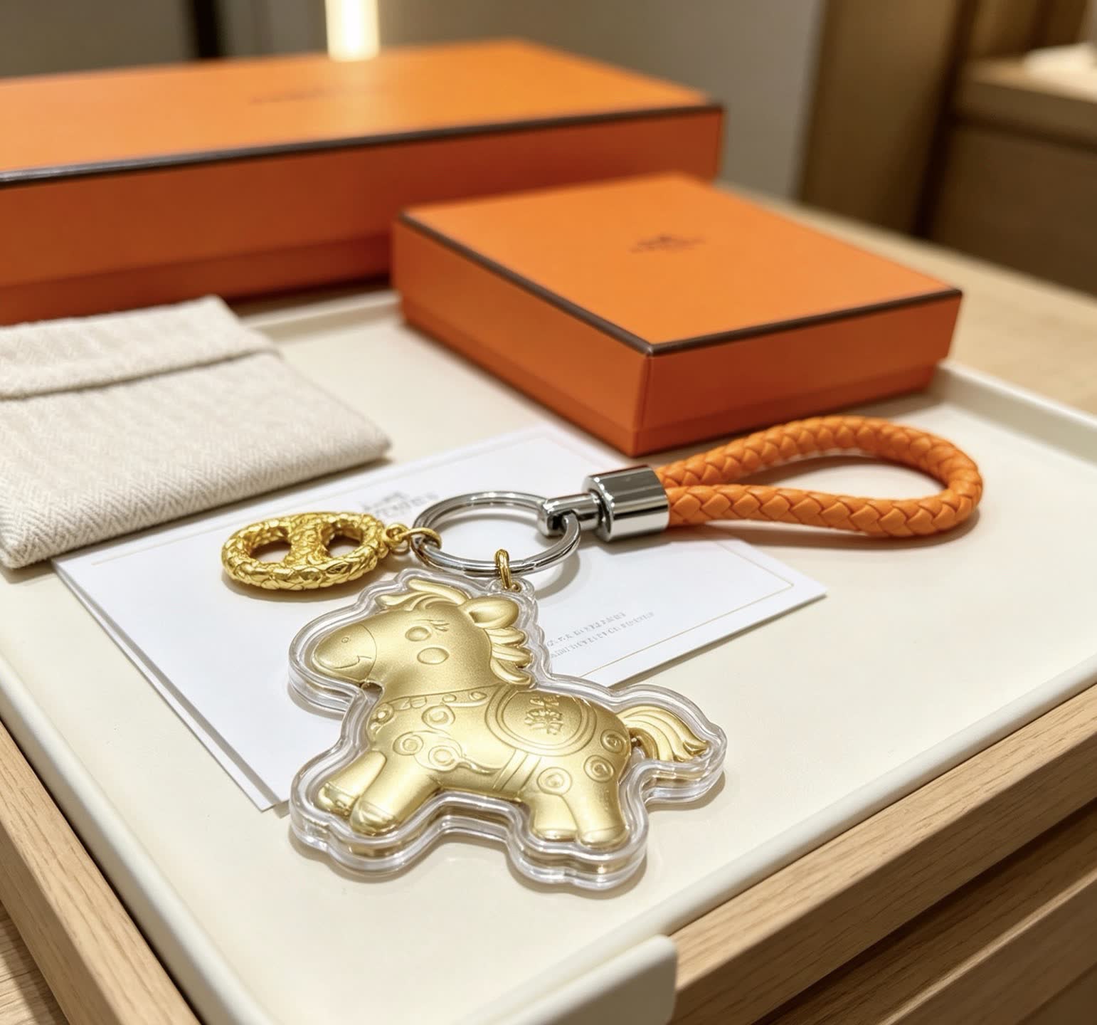 Hermes Hermès Paris Golden Horse Keychain