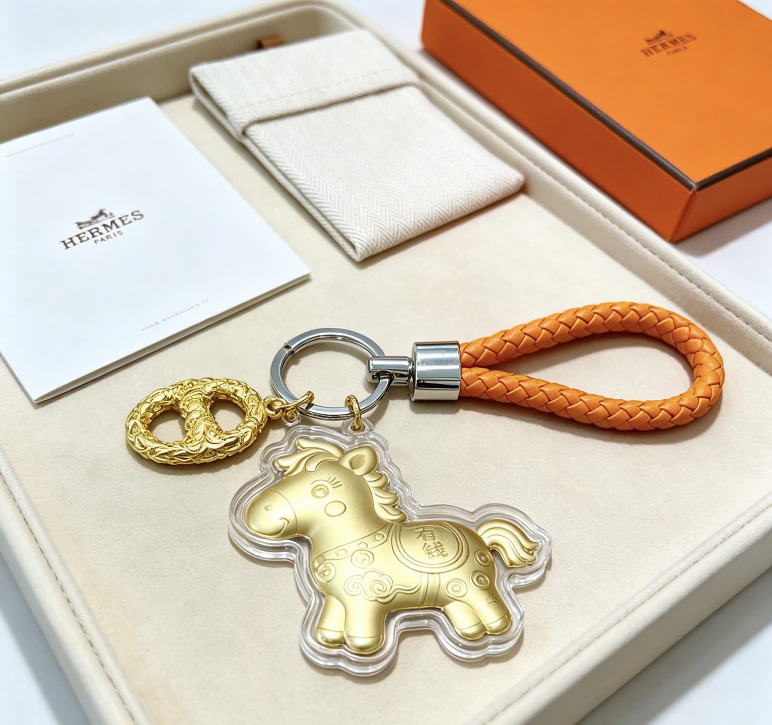 Hermes Hermès Paris Golden Horse Keychain