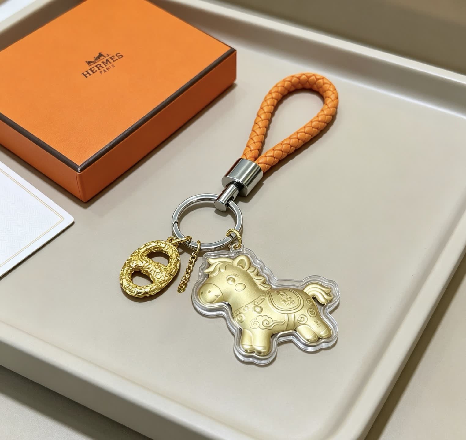Hermes Hermès Paris Golden Horse Keychain