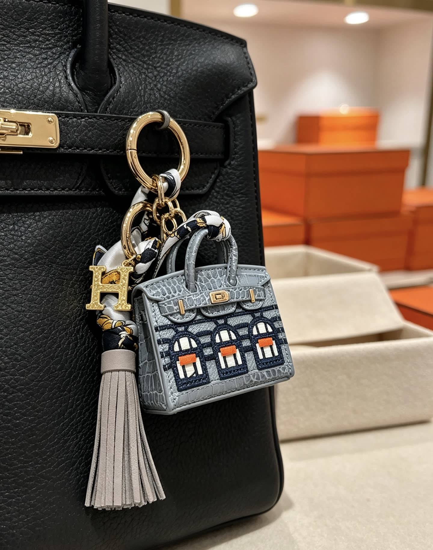 Hermes Hermès Keychain with Mini Bag Charm Hermes Hermès Keychain with Mini Bag Charm