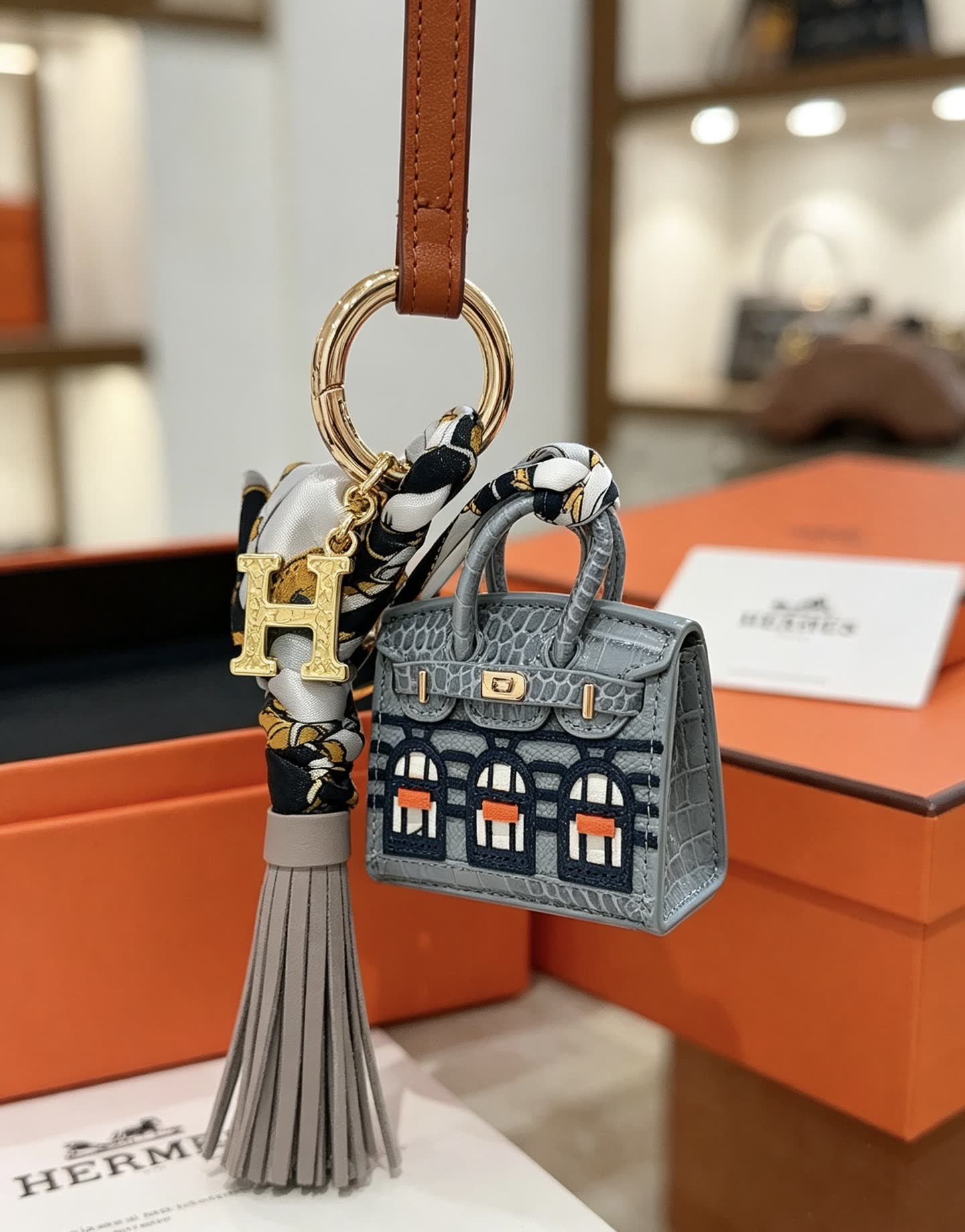 Hermes Hermès Keychain with Mini Bag Charm