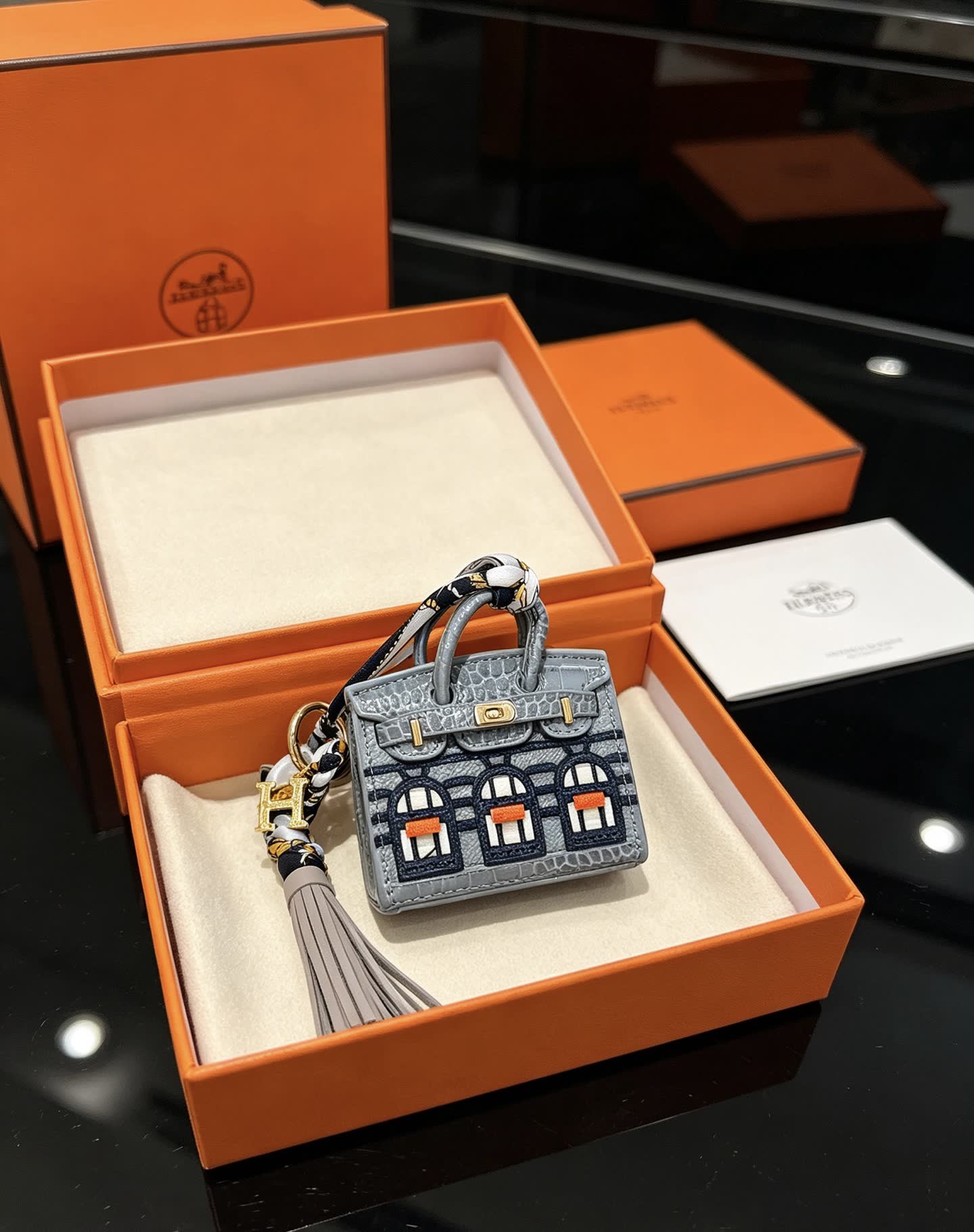 Hermes Hermès Keychain with Mini Bag Charm