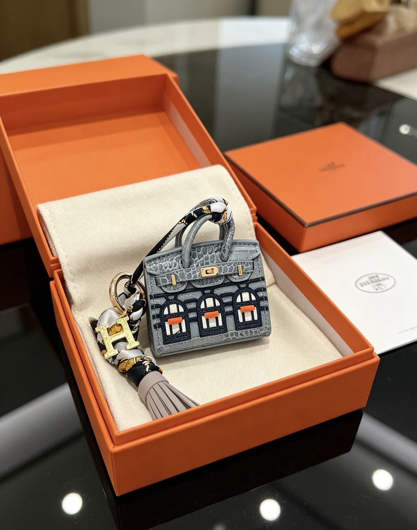 Hermes Hermès Keychain with Mini Bag Charm