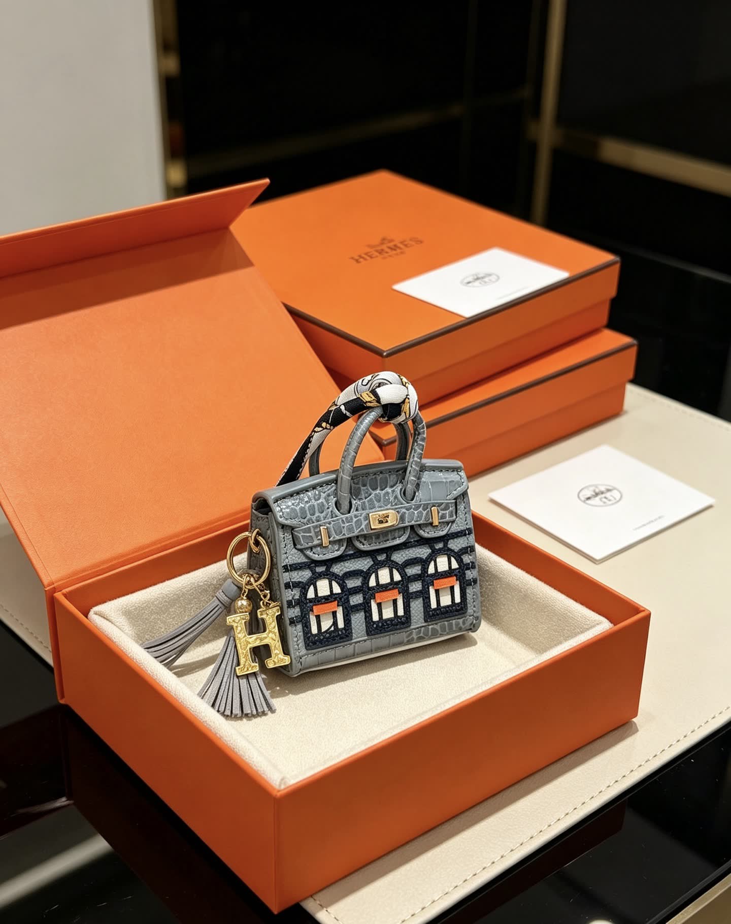 Hermes Hermès Keychain with Mini Bag Charm