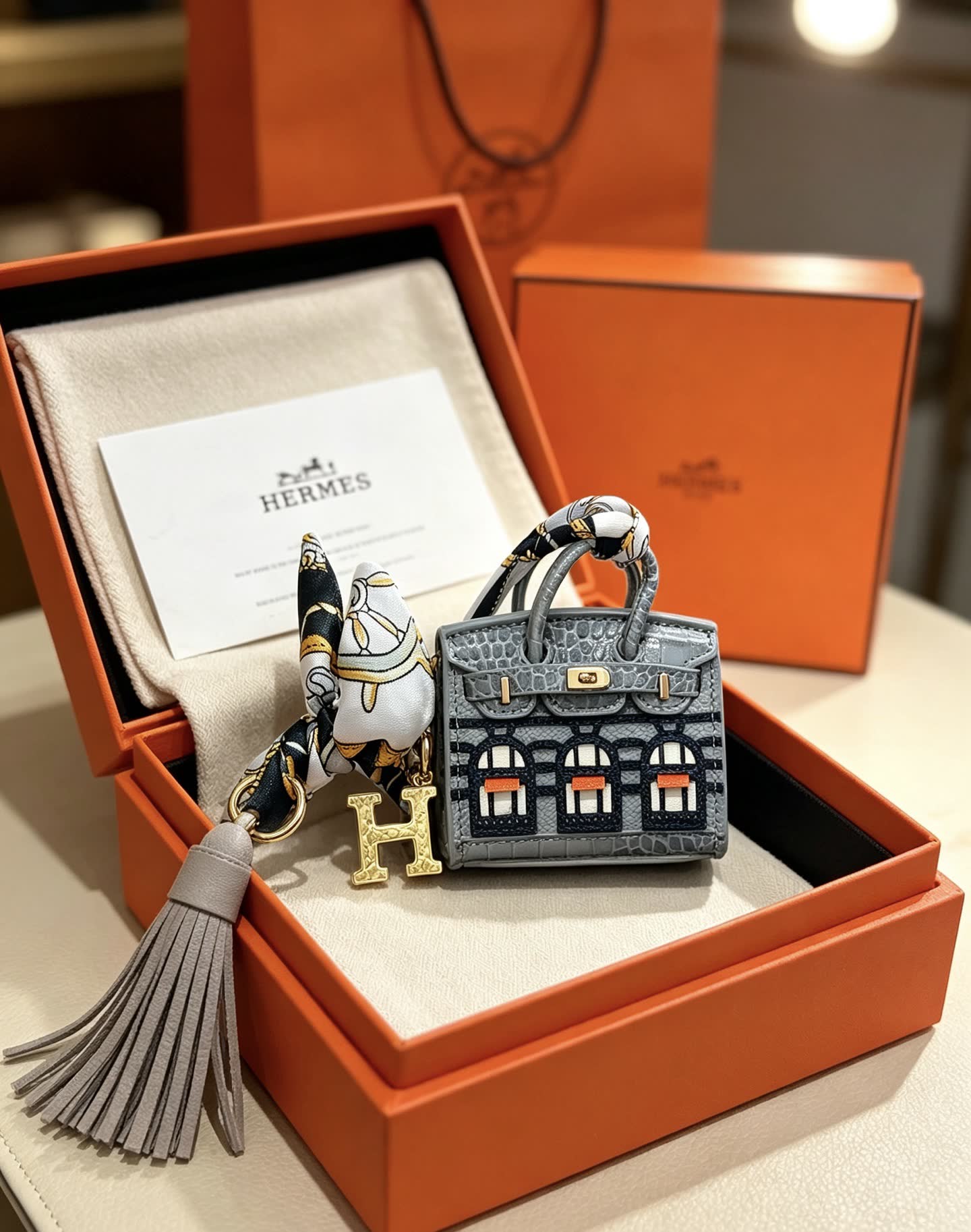 Hermes Hermès Keychain with Mini Bag Charm