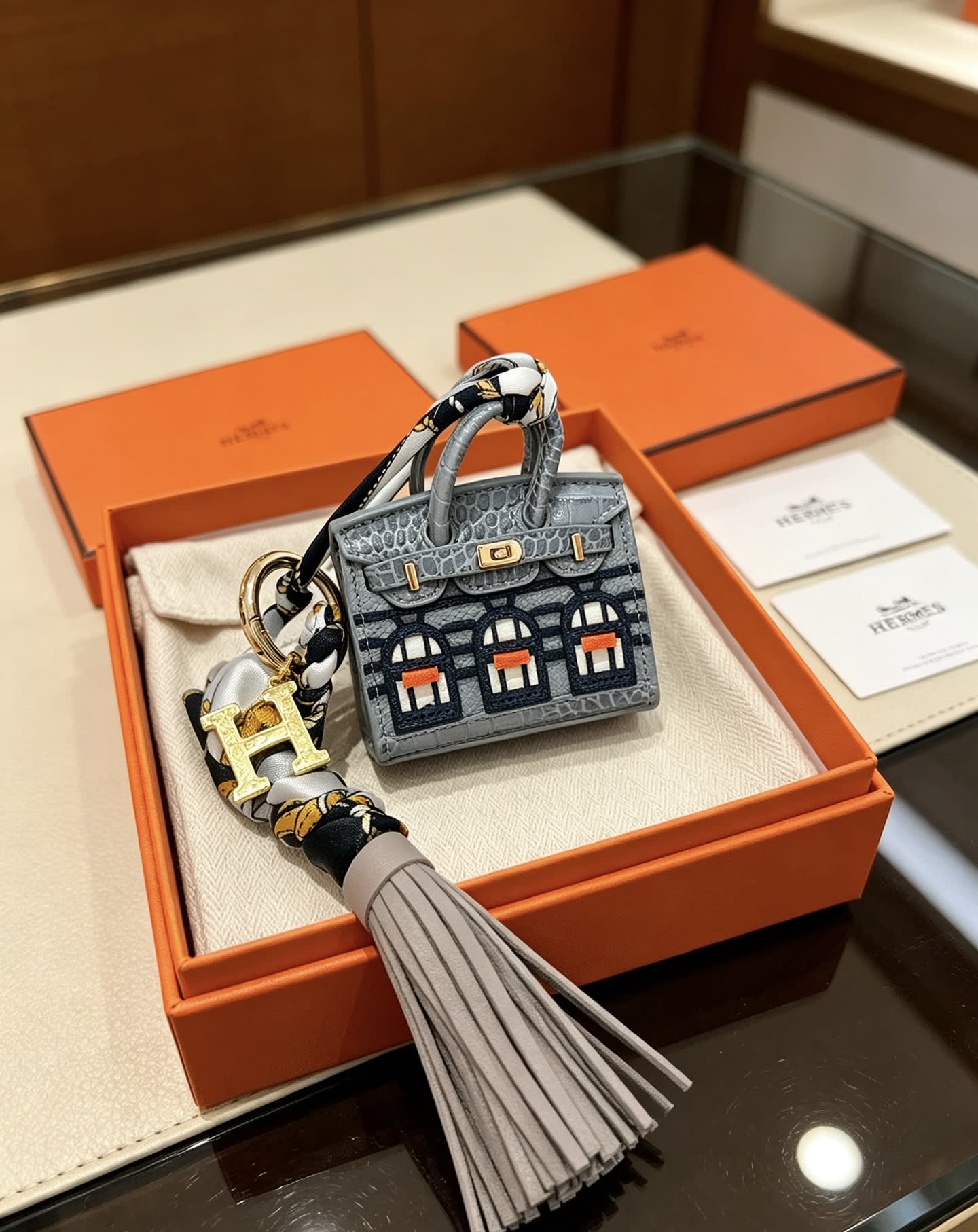 Hermes Hermès Keychain with Mini Bag Charm