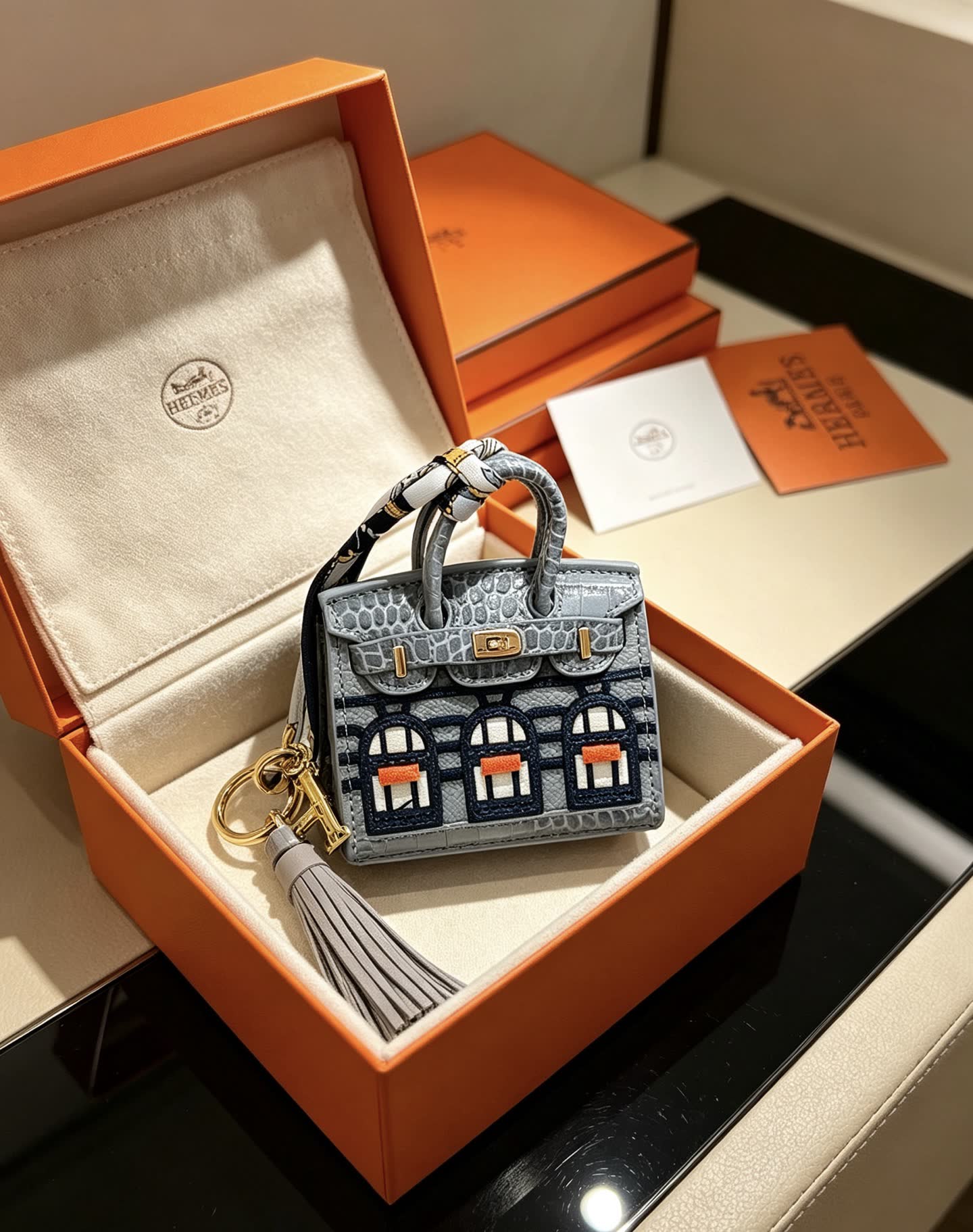 Hermes Hermès Keychain with Mini Bag Charm