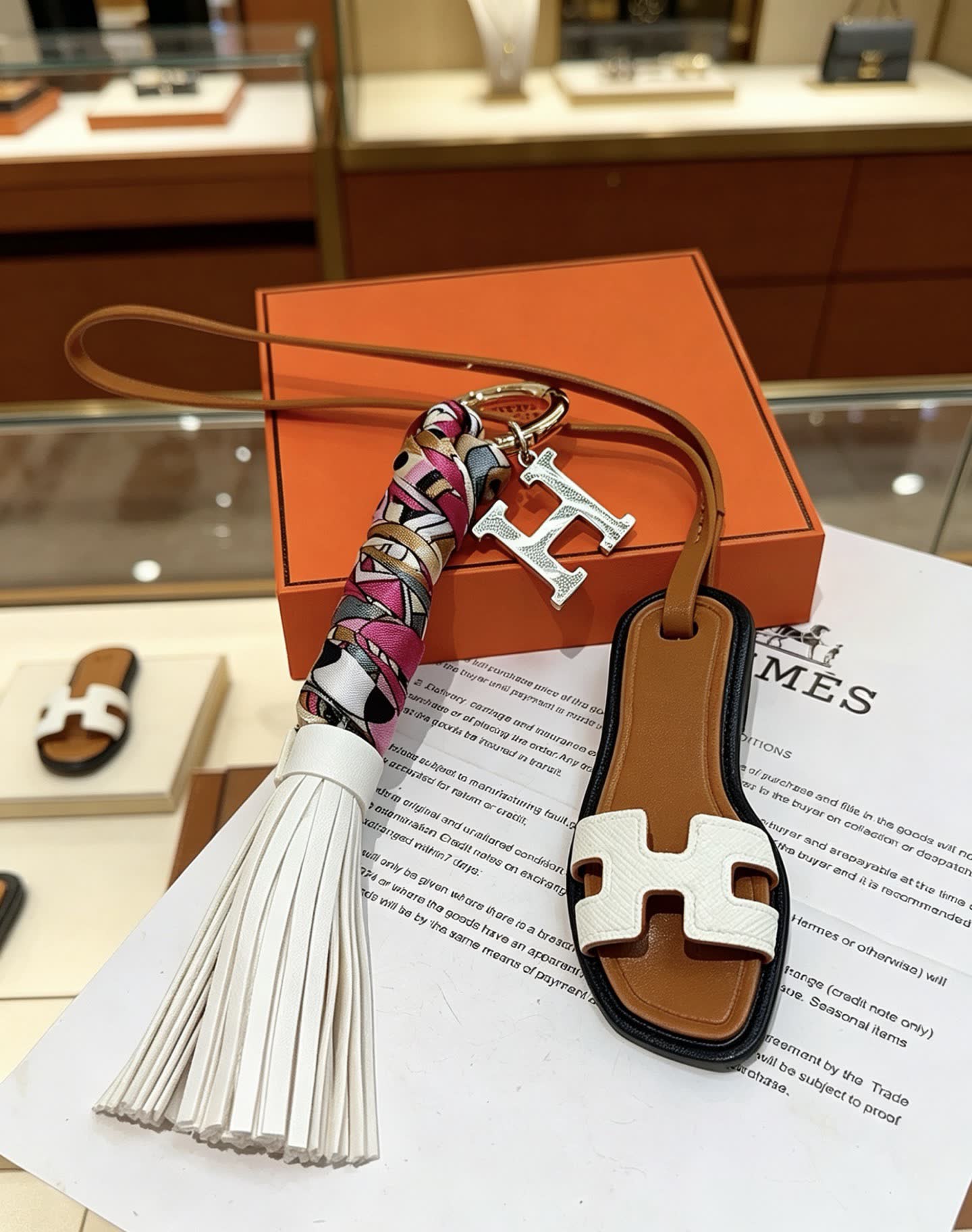 Hermes Hermès Keychain with Tassel and Metal Charms