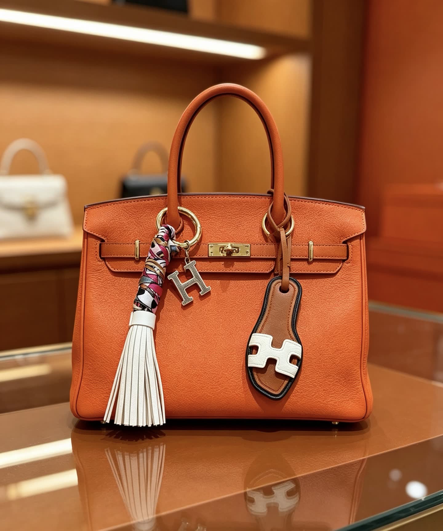 Hermes Hermès Keychain with Tassel and Metal Charms