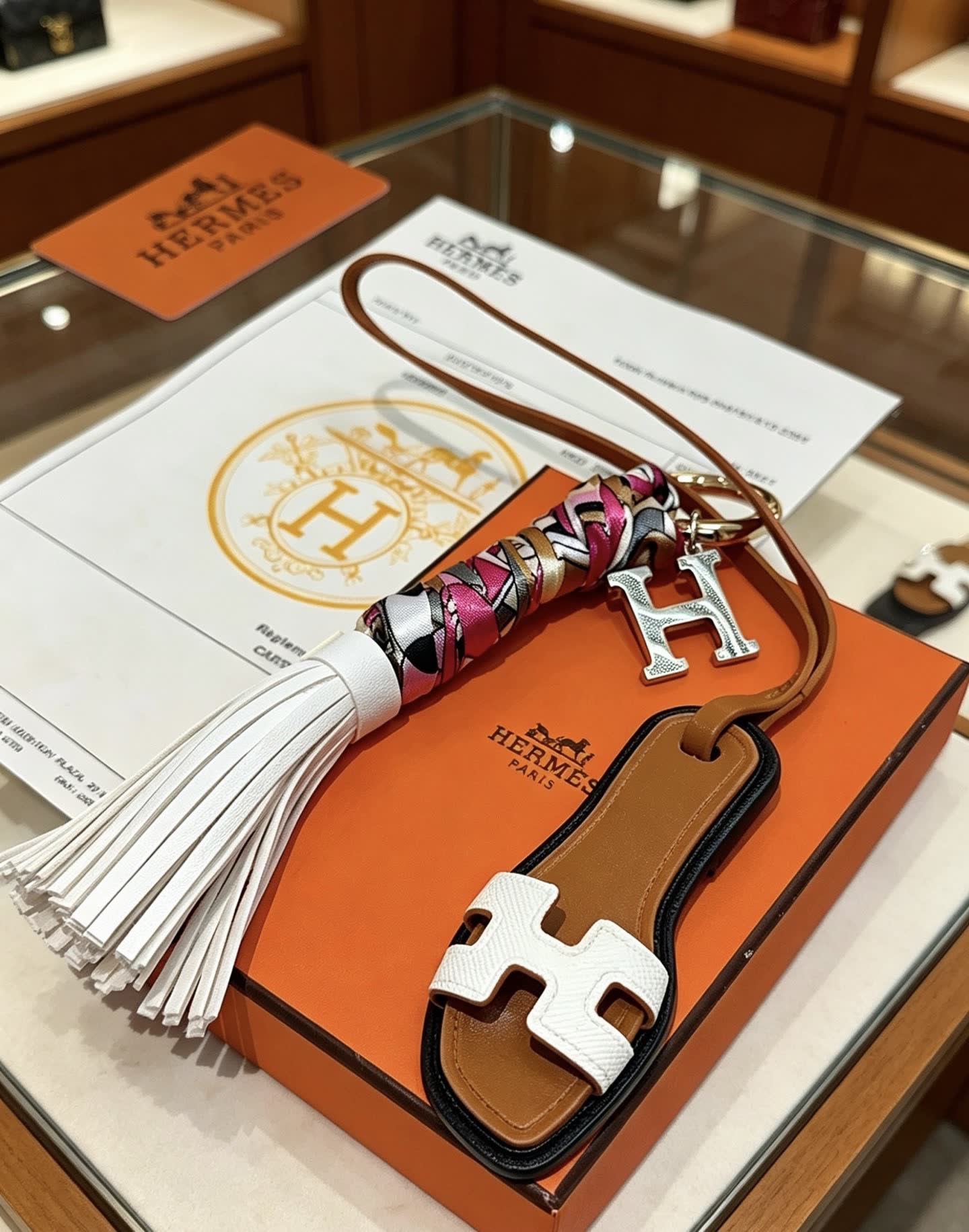 Hermes Hermès Keychain with Tassel and Metal Charms